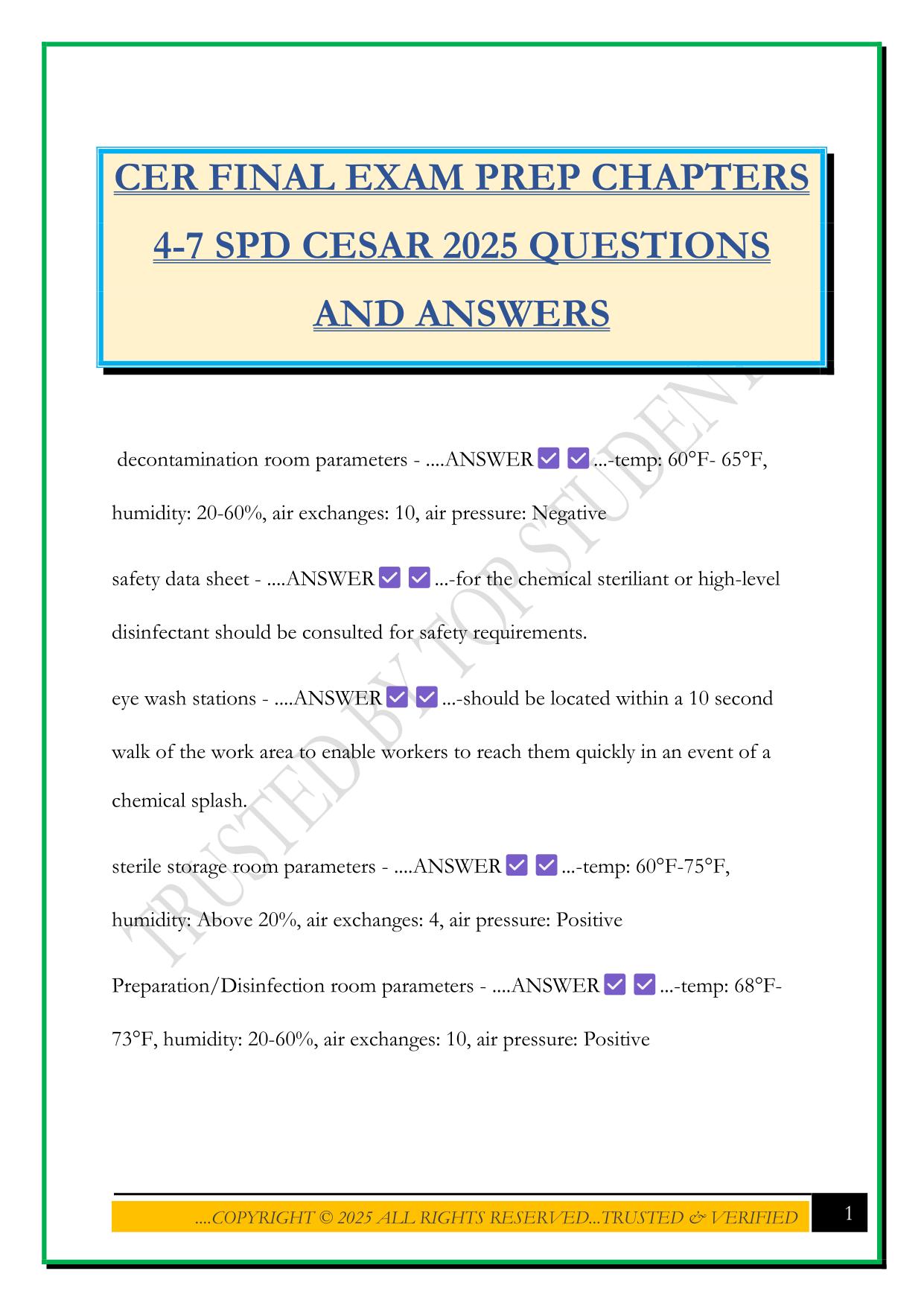 CER FINAL EXAM PREP CHAPTERS 4-7 SPD CESAR 2025 QUESTIONS AND ANSWERS
