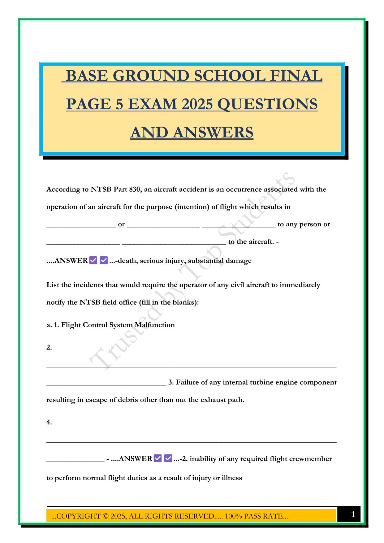 BASE GROUND SCHOOL FINAL PAGE 5 EXAM 2025 QUESTIONS AND ANSWERS
