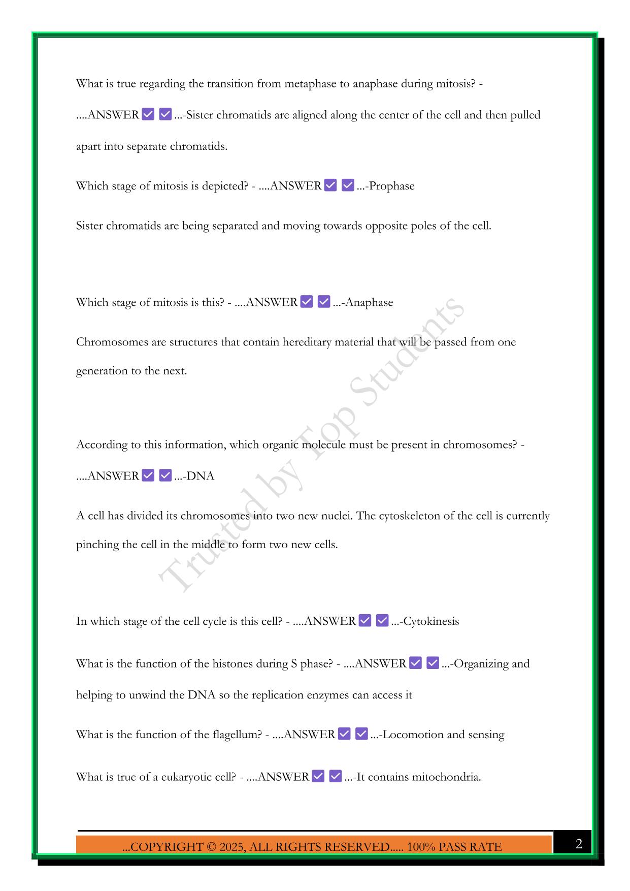 WGU BIOLOGY C190 EXAM 2025 QUESTIONS AND ANSWERS