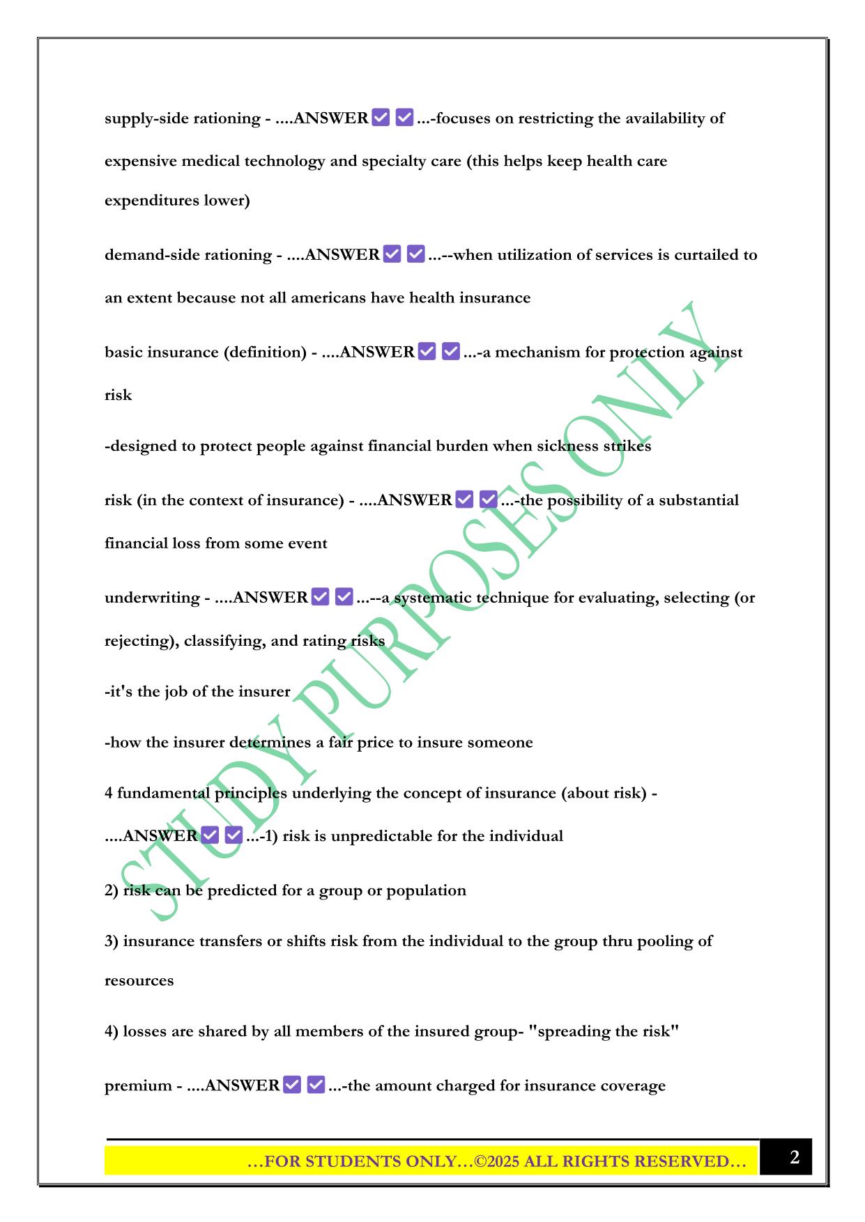 HEALTHCARE SYSTEMS CHAPTER 6 - FINANCING & REIMBURSEMENT METHODS EXAM 2025 QUESTIONS AND ANSWERS