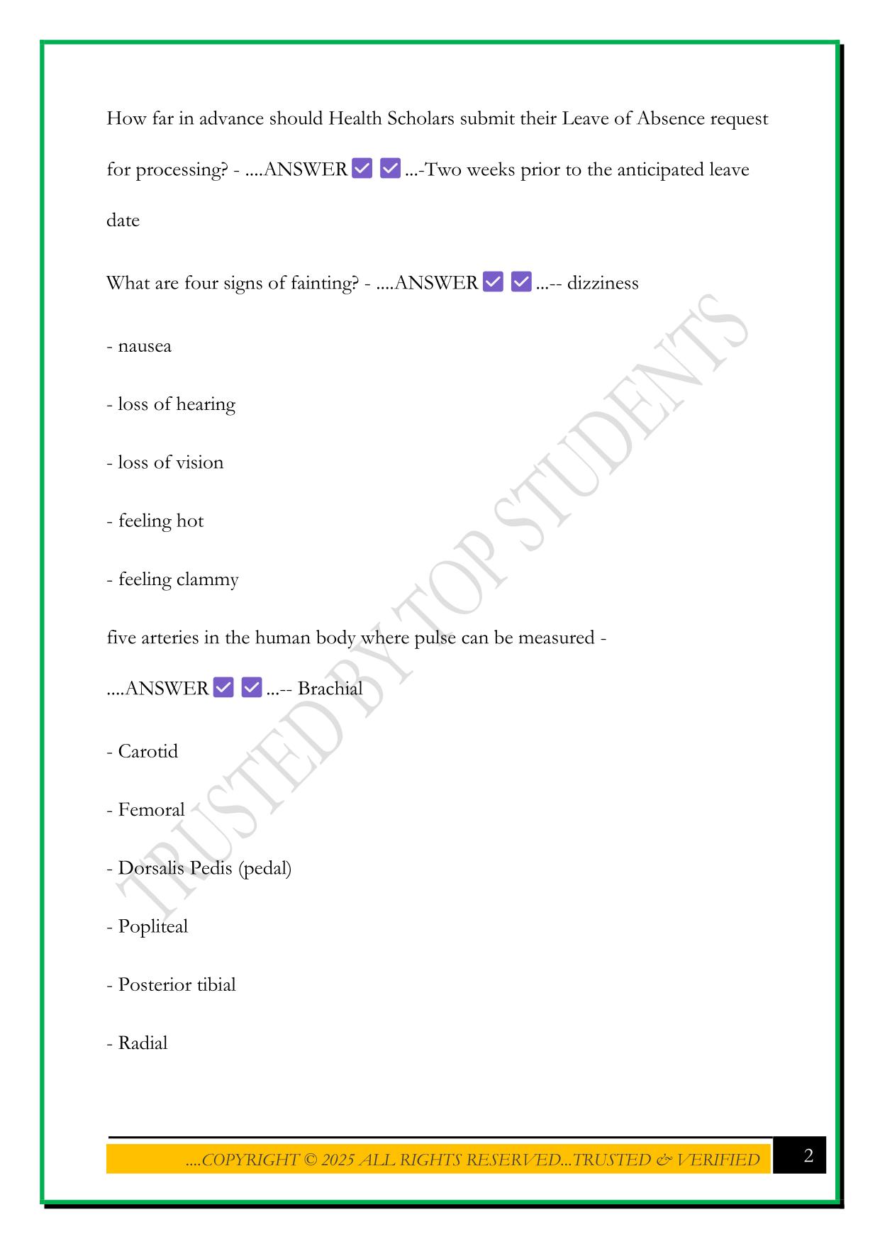 COPE HEALTH SCHOLARS EXAM 2025 QUESTIONS AND ANSWERS