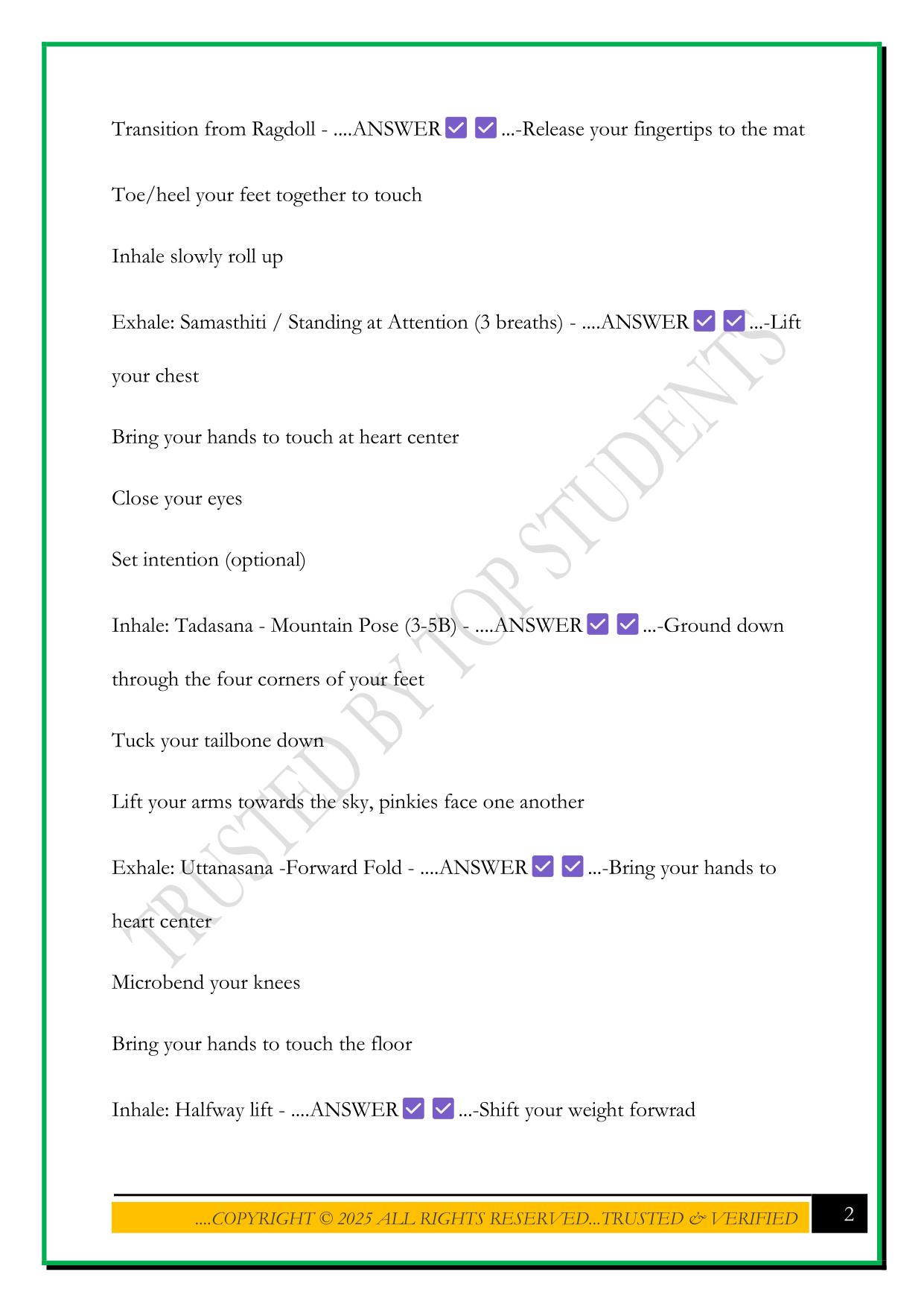 CORE POWER YOGA C1 CLASS EXAM 2025 QUESTIONS AND ANSWERS