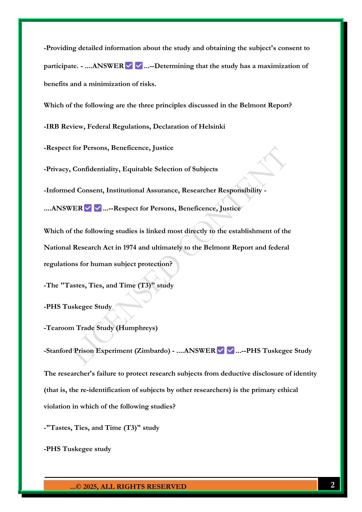 CITI-SOCIAL & BEHAVIORAL RESEARCH EXAM 2025 QUESTIONS AND ANSWERS