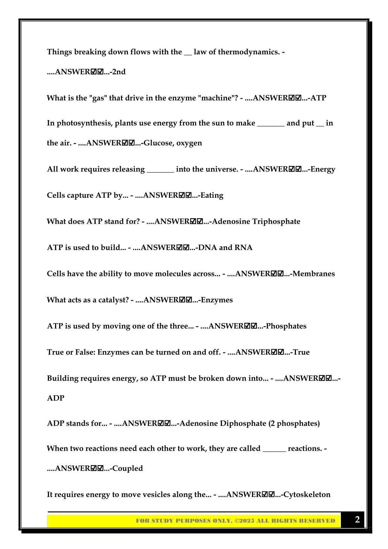 Bio 100 Lecture (Quiz 5) 2025 Questions and Answers