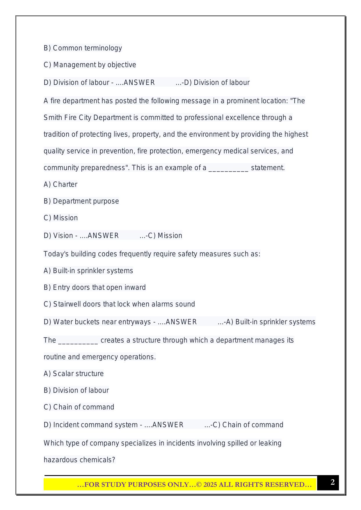 NFPA 1001 Exam 2025 Questions and Answers
