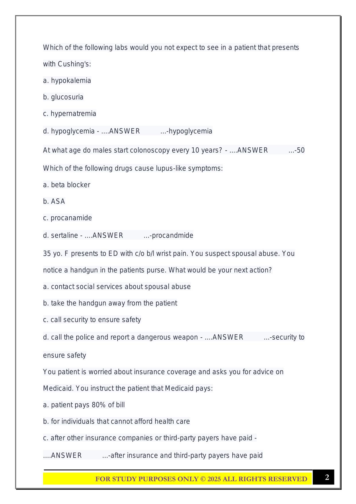 AG-ACNP DRT #3 EXAM 2025 QUESTIONS AND ANSWERS
