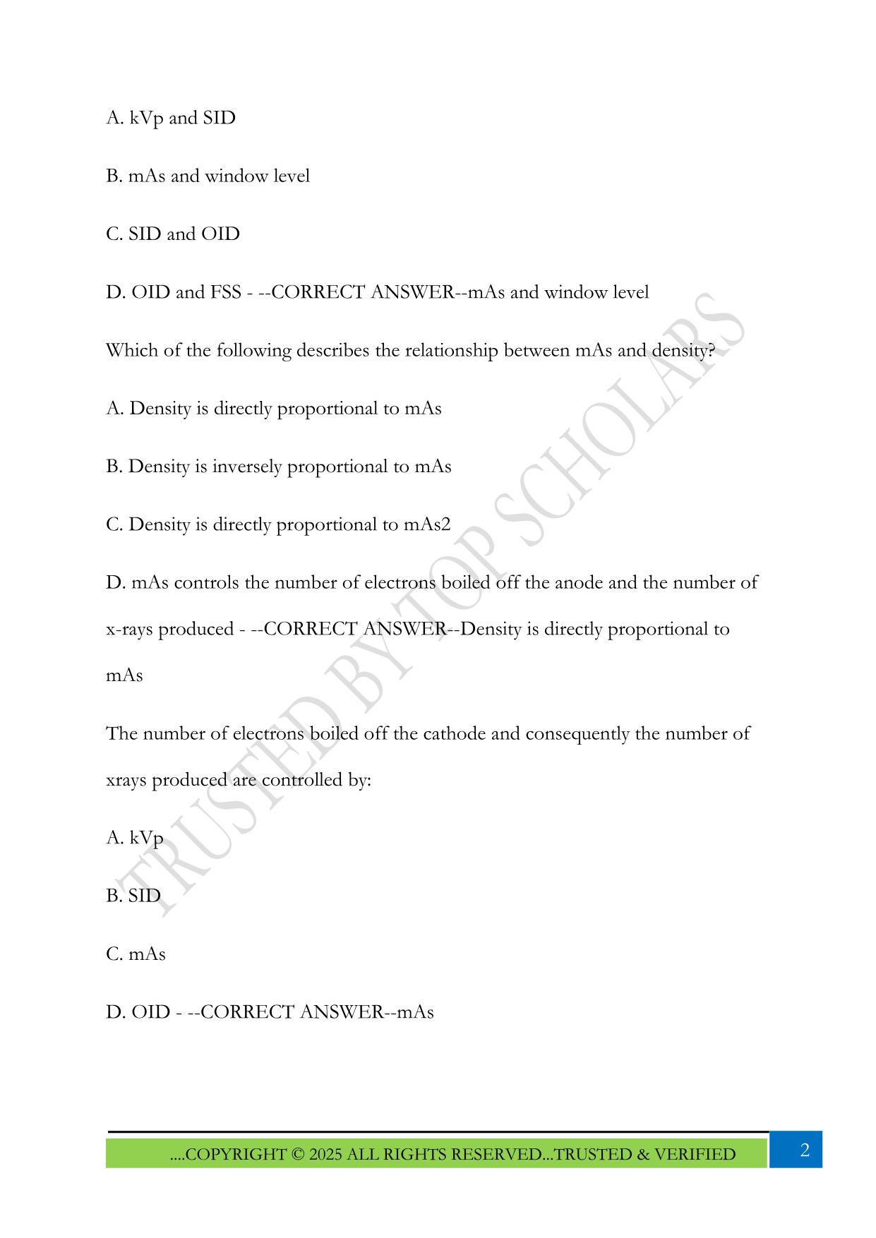 Mosby Radiology review Exam 2025 Questions and Answers