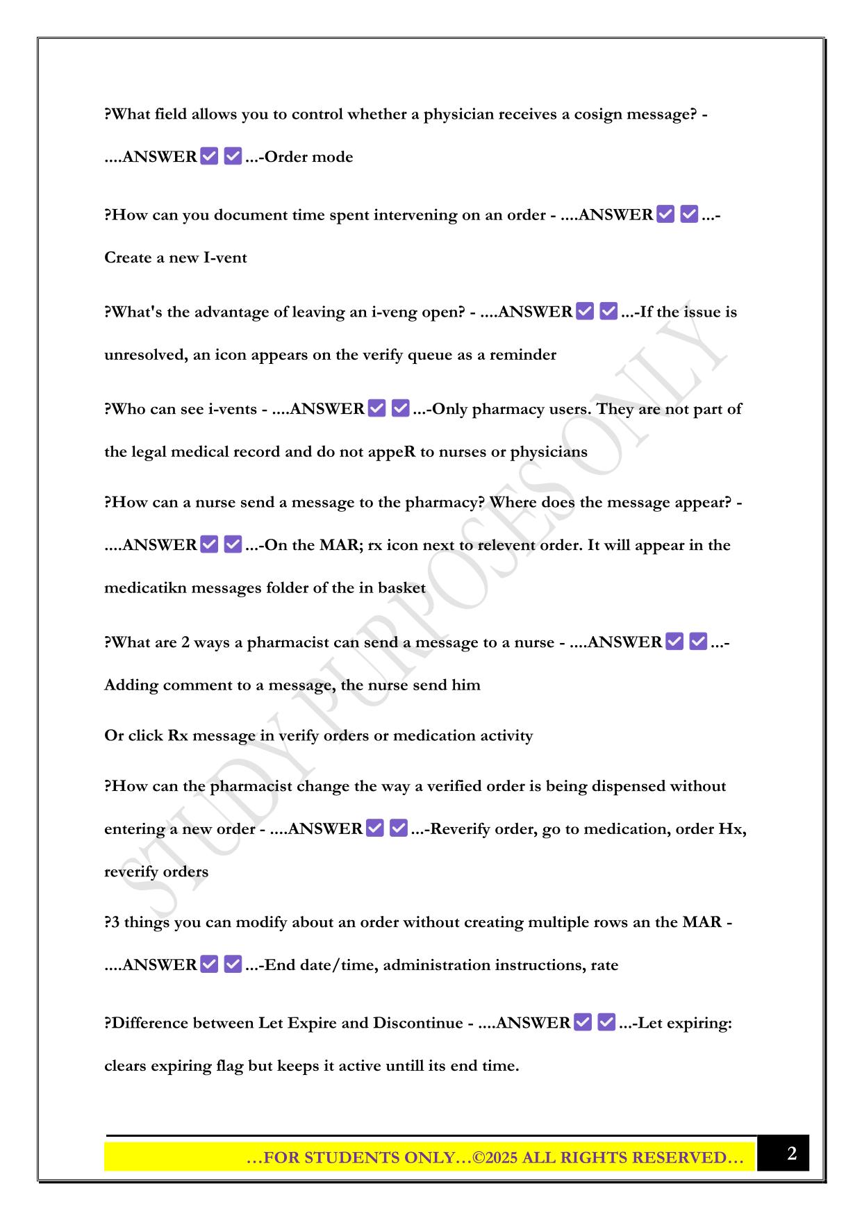 Epic Willow Inpatient RX100 Exam 2025 Questions and Answers