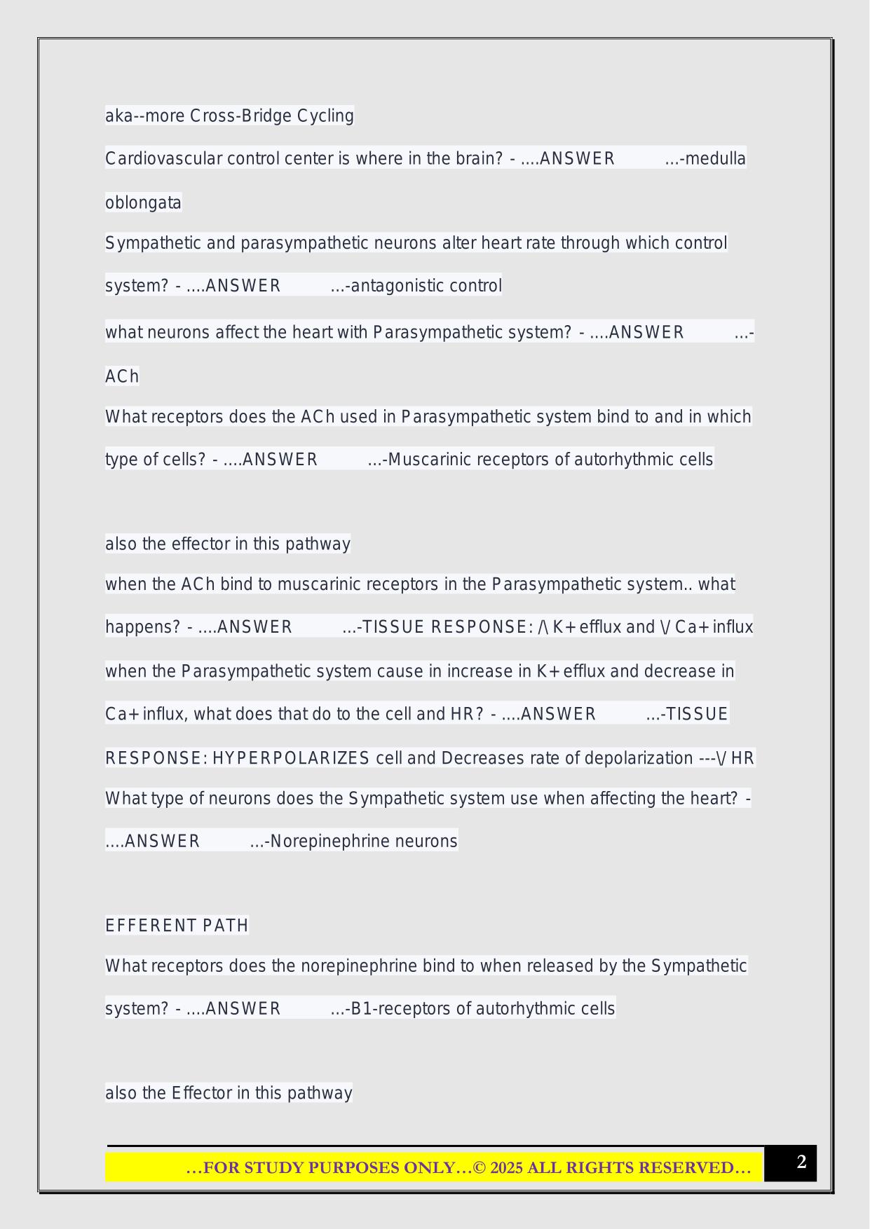 Ch. 14 PHYSIOLOGY IUPUI DR. CLARK EXAM 3 2025 QUESTIONS AND ANSWERS