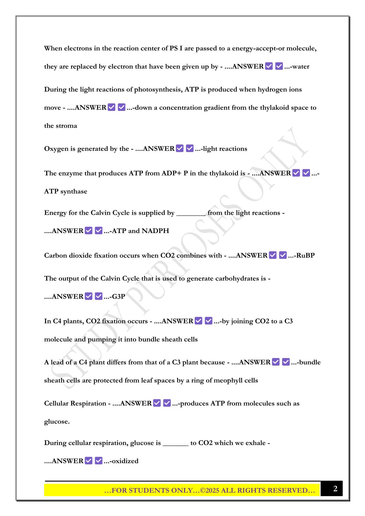 BIO 100 Exam 2 (Ch. 6,7,8,9) 2025 Questions and Answers