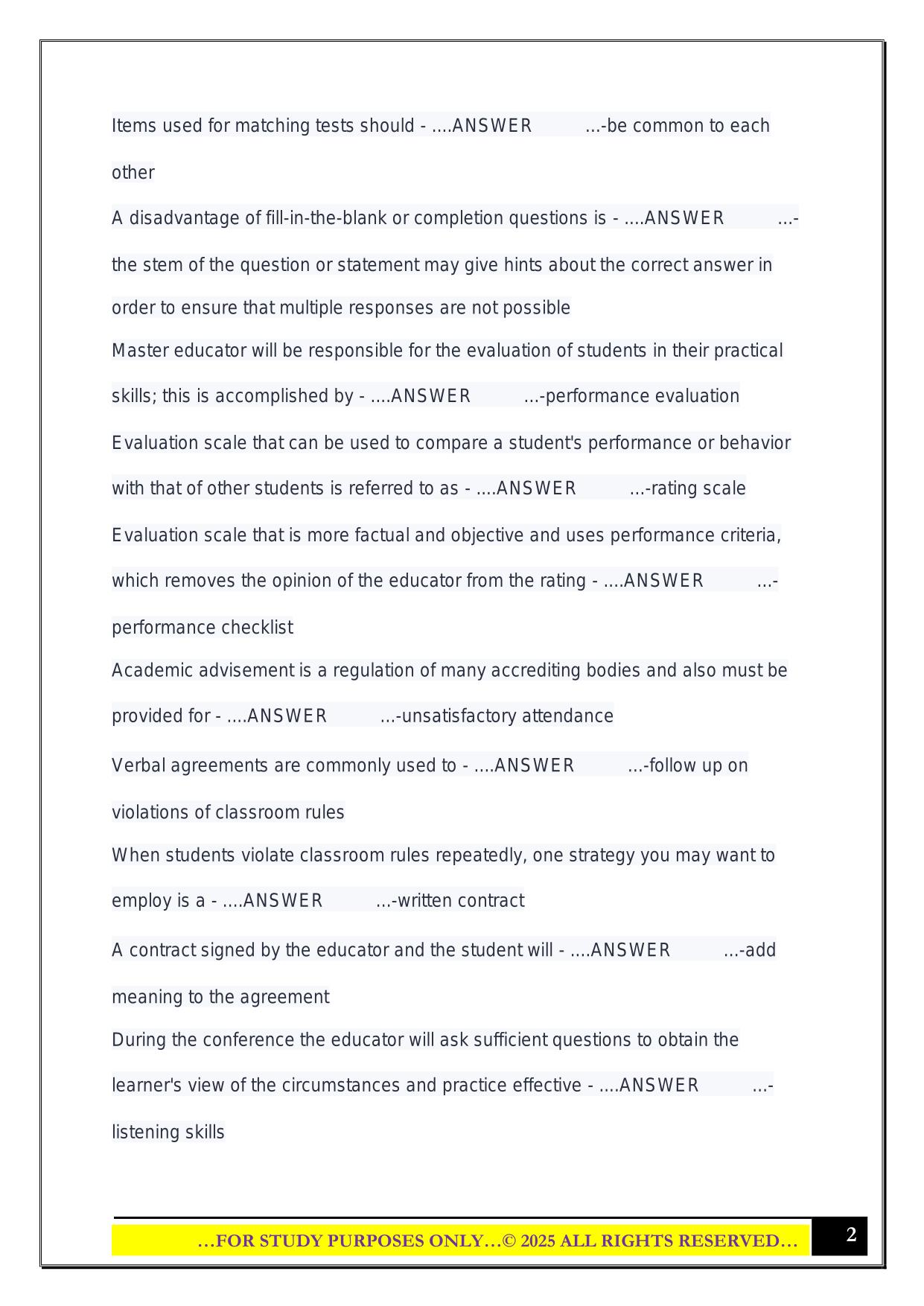 Master Educator Instructor Review 2025 Questions and Answers