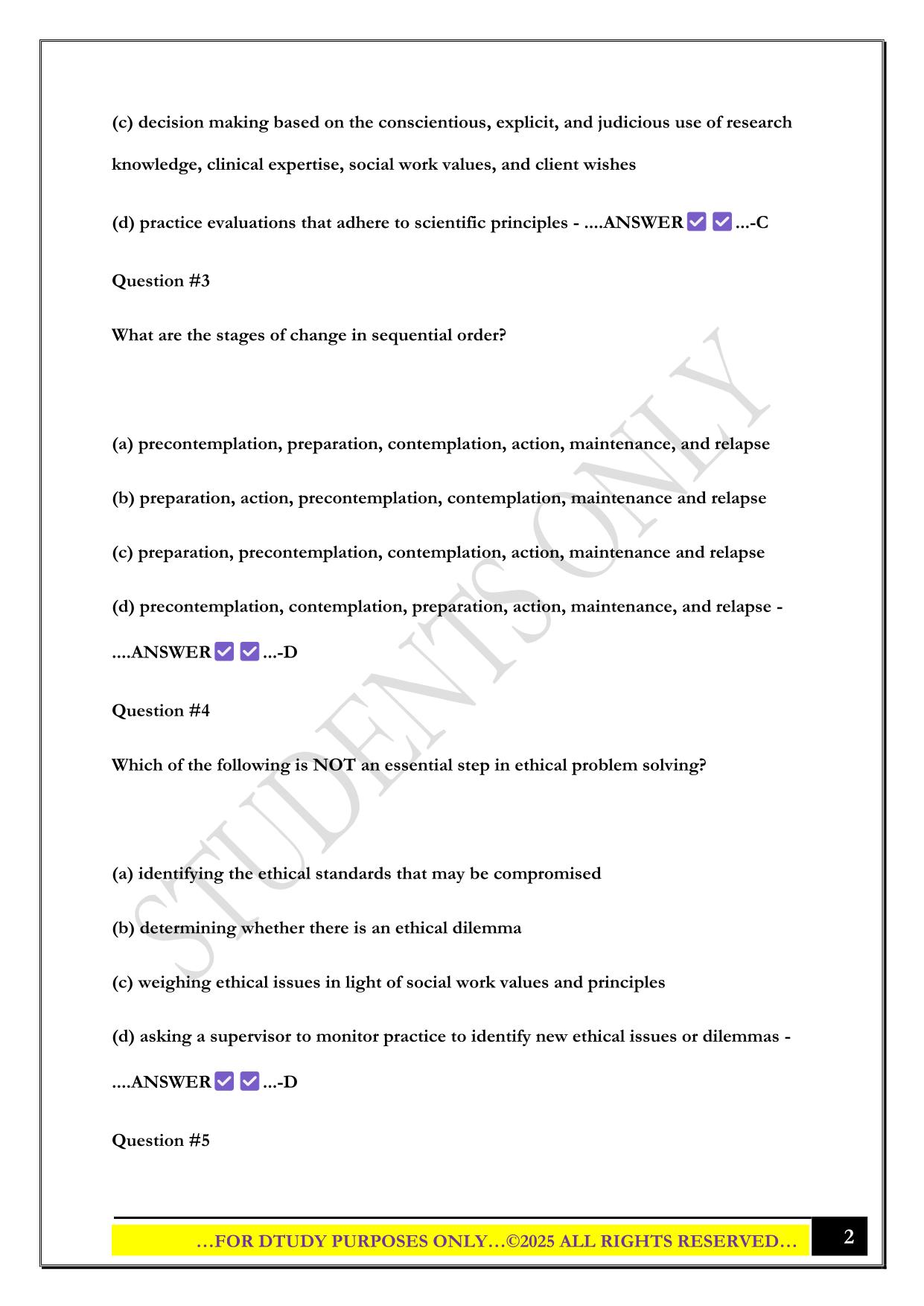 MSW 170-QUESTION PRACTICE EXAM 2025 QUESTIONS AND ANSWERS
