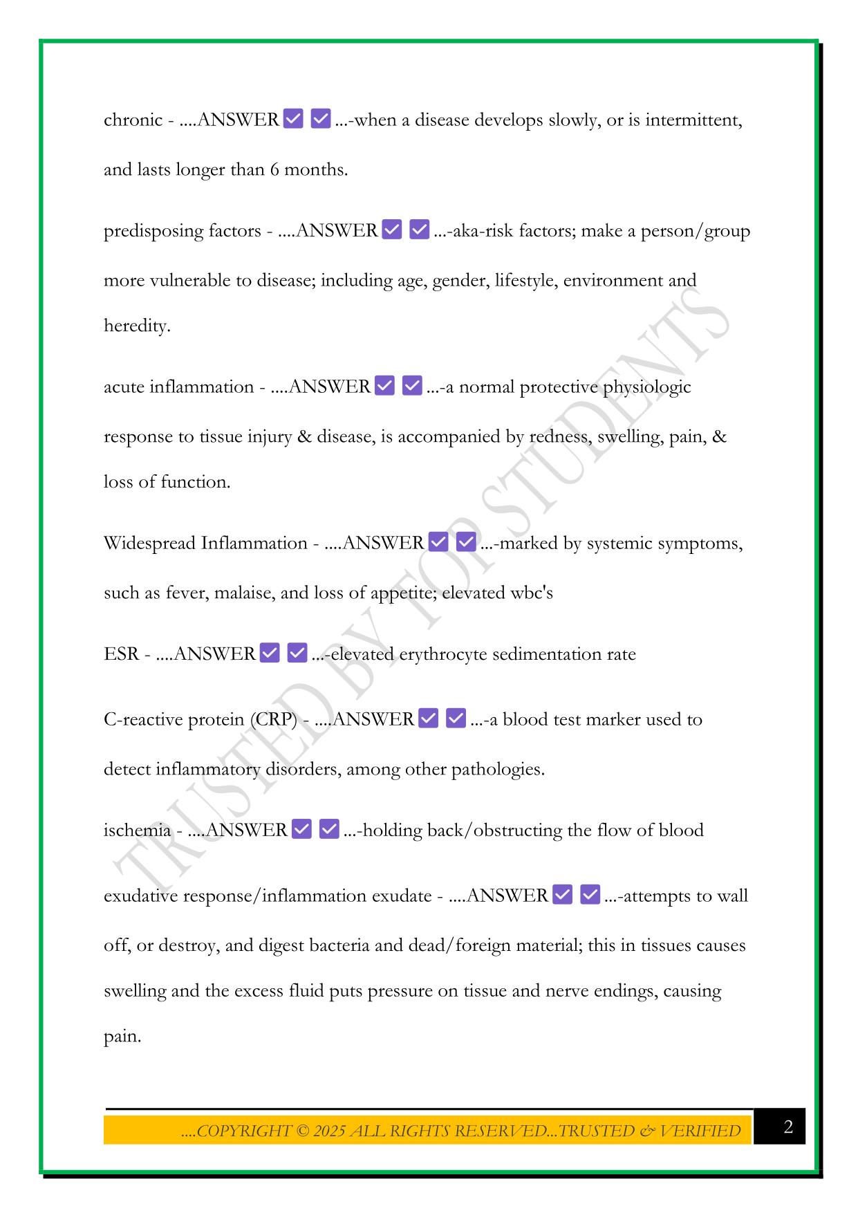 HOSA PATHOPHYSIOLOGY EXAM 2025 QUESTIONS AND ANSWERS