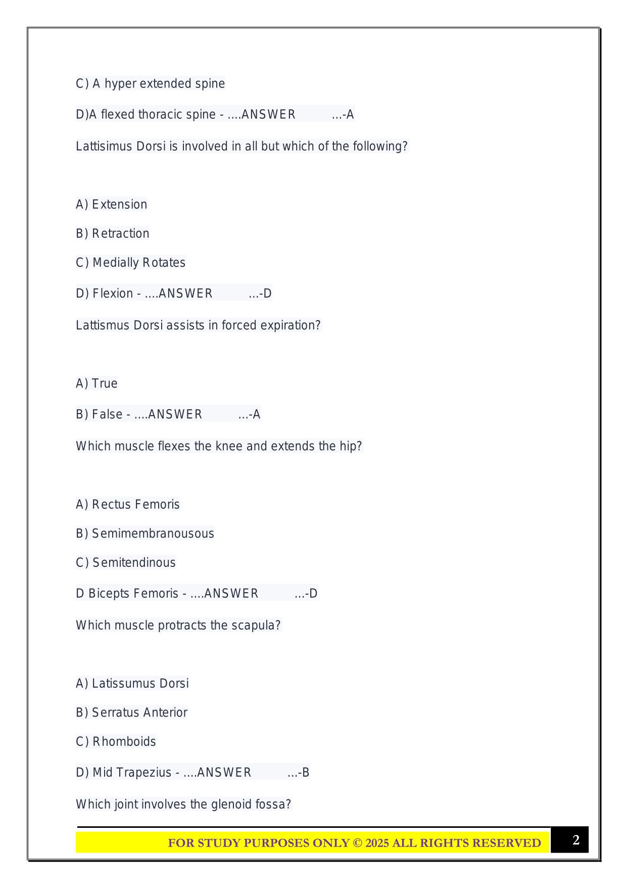 Stott Pilates Written Exam 2025 Questions and Answers