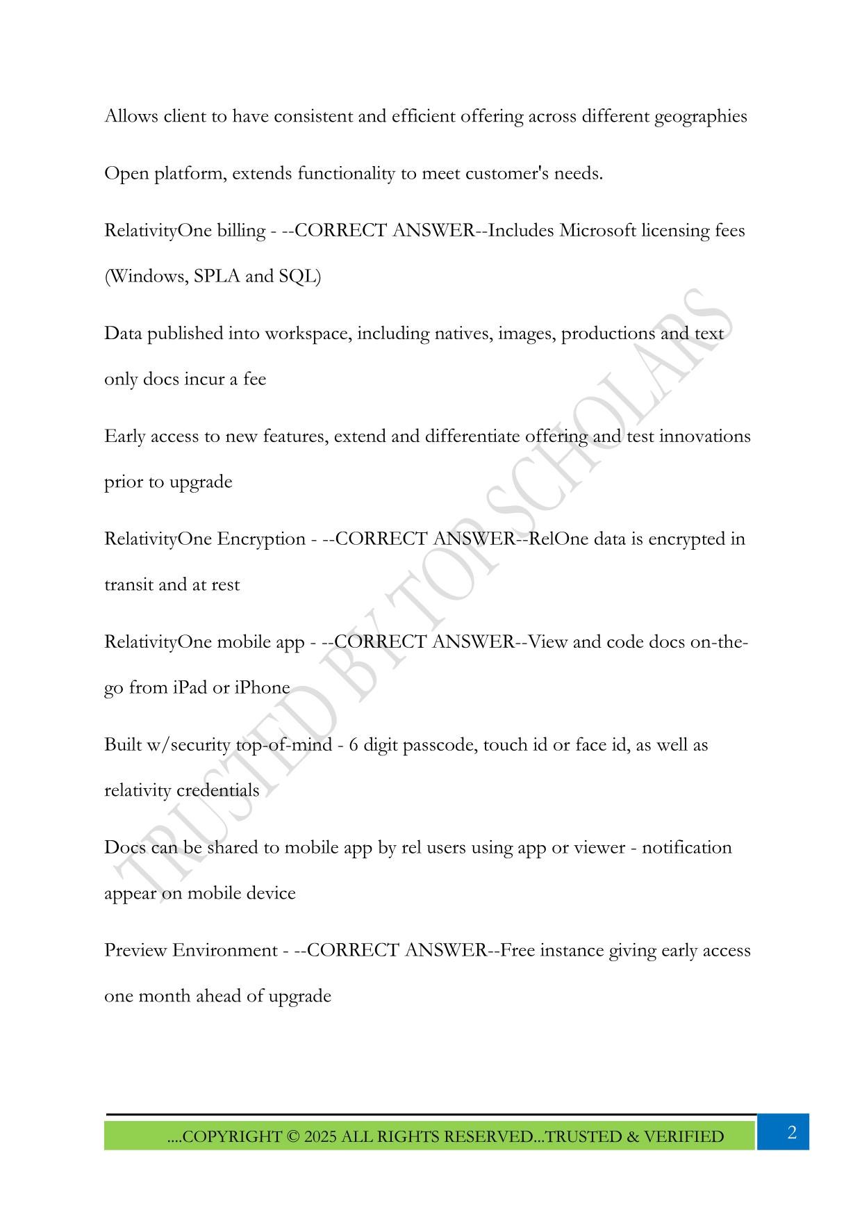 RelativityOne Certified Pro Exam 2025 Questions and Answers