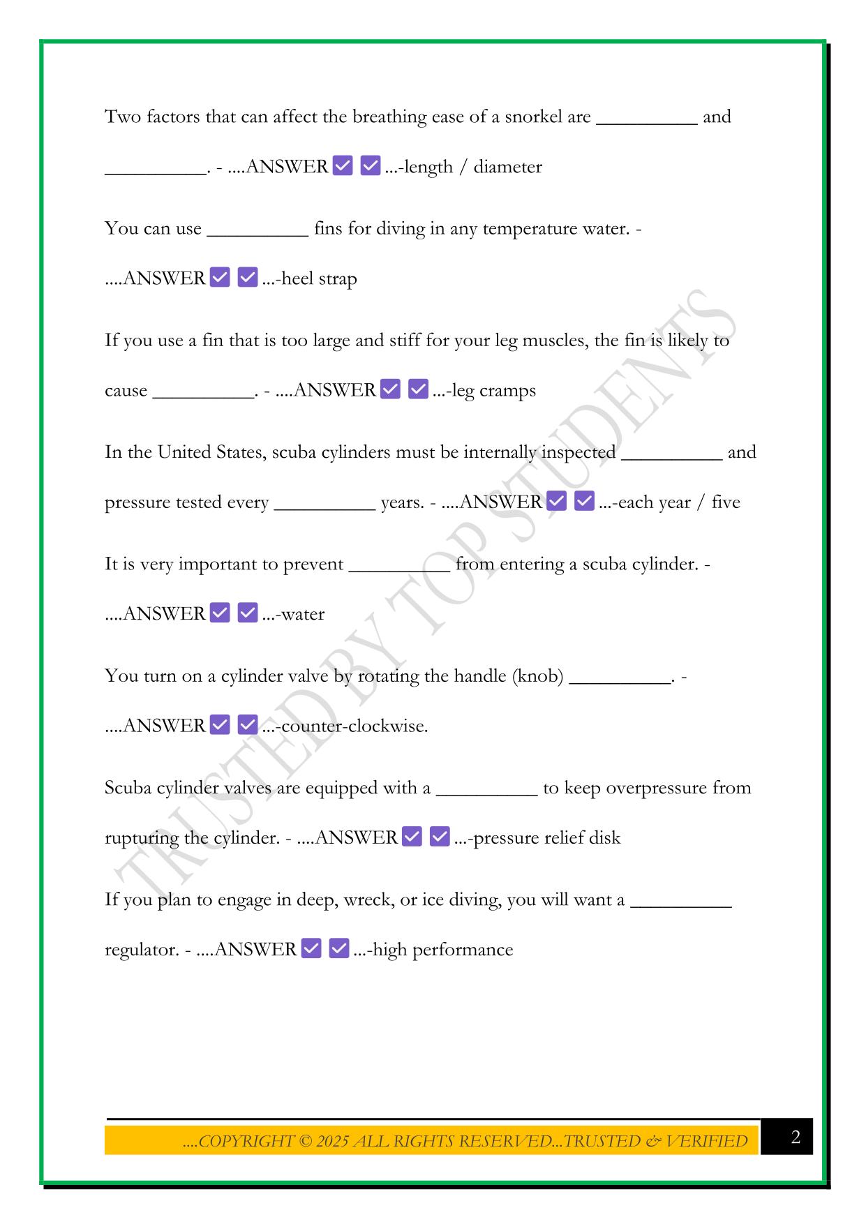 NAUI FINAL TEST REVIEW 2025 QUESTIONS AND ANSWERS