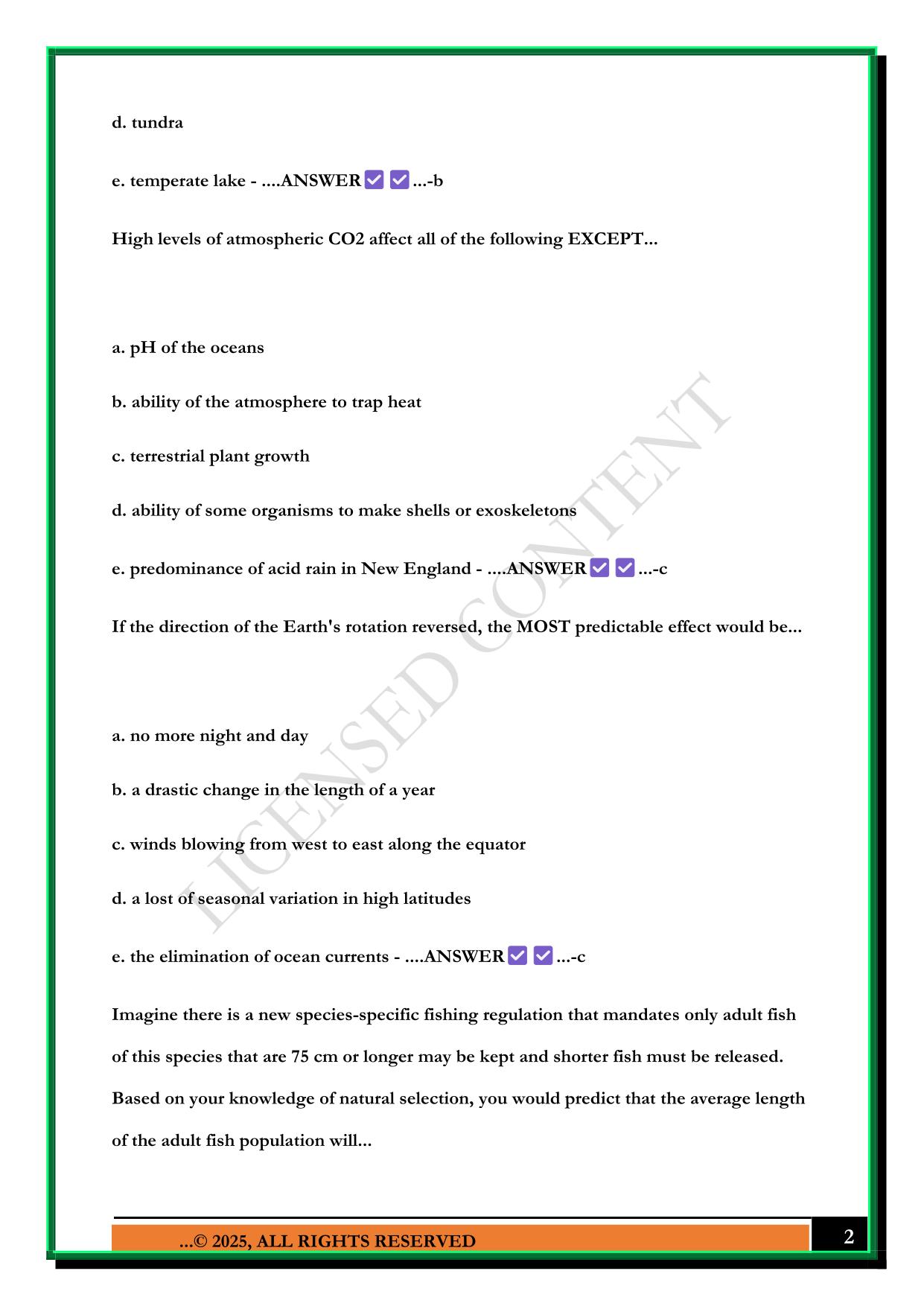 BIO100 EXAM #1 2025 QUESTIONS AND ANSWERS