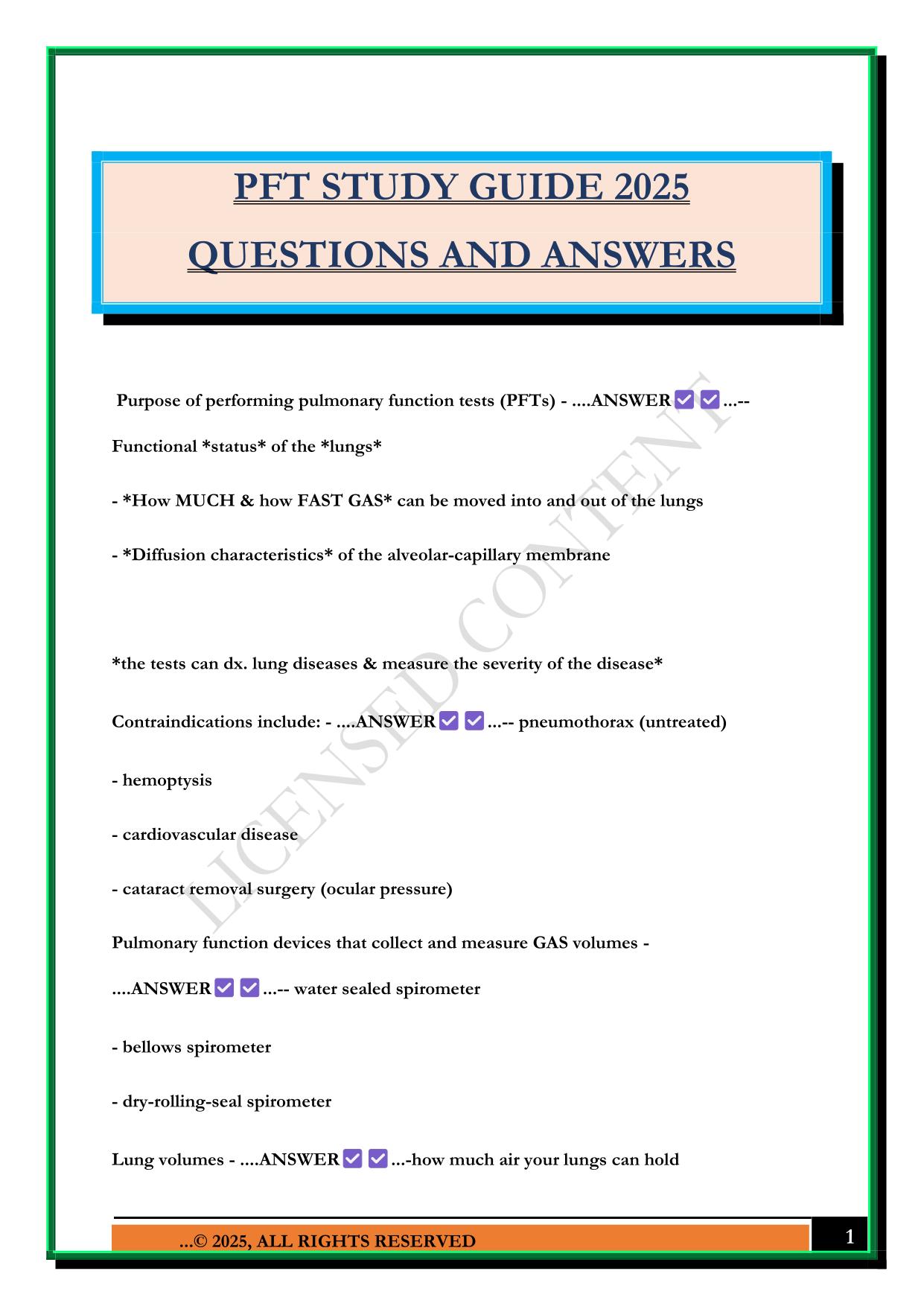 PFT STUDY GUIDE 2025 QUESTIONS AND ANSWERS