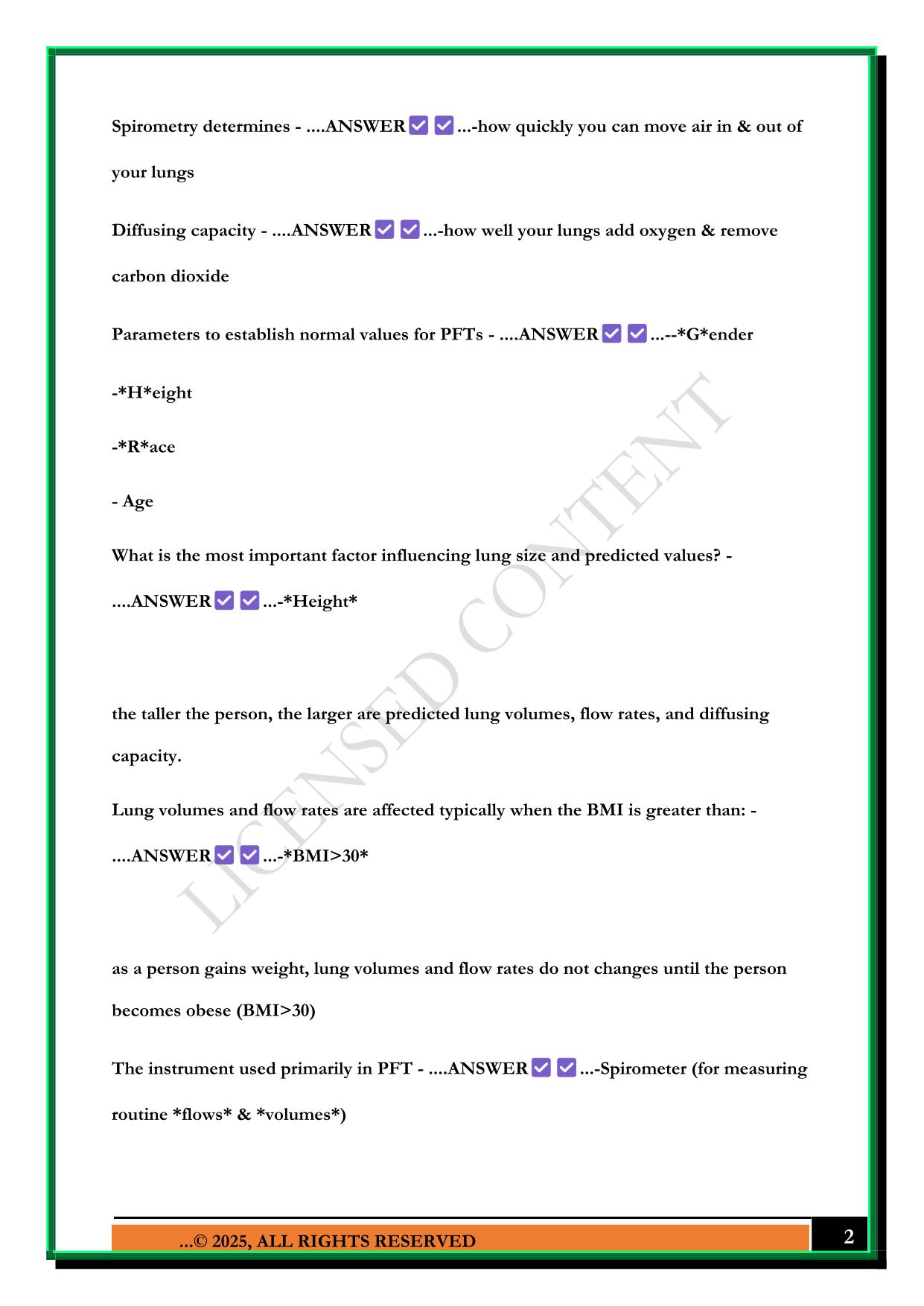 PFT STUDY GUIDE 2025 QUESTIONS AND ANSWERS