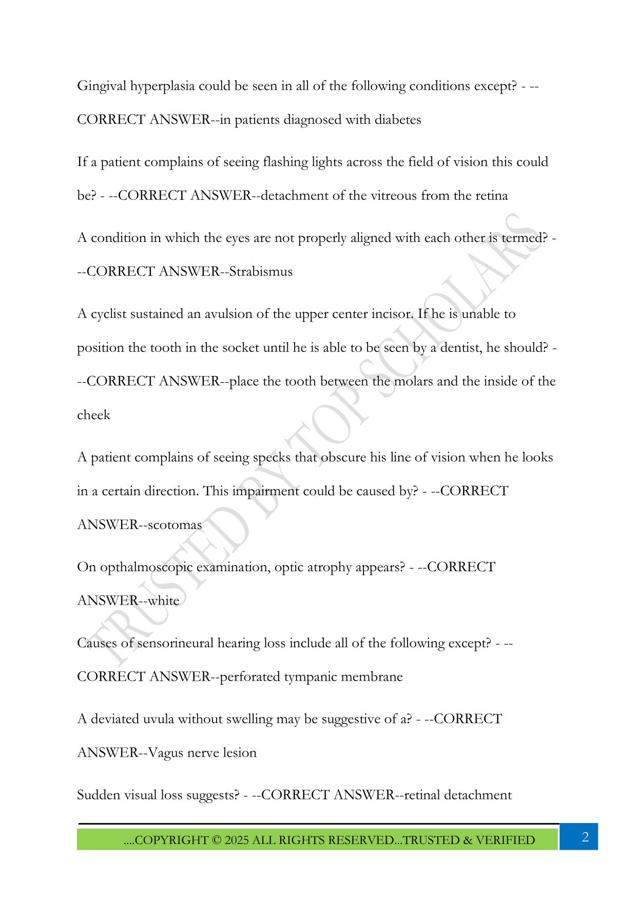 EENT Qbank NUR 634 Exam 2025 Questions and Answers