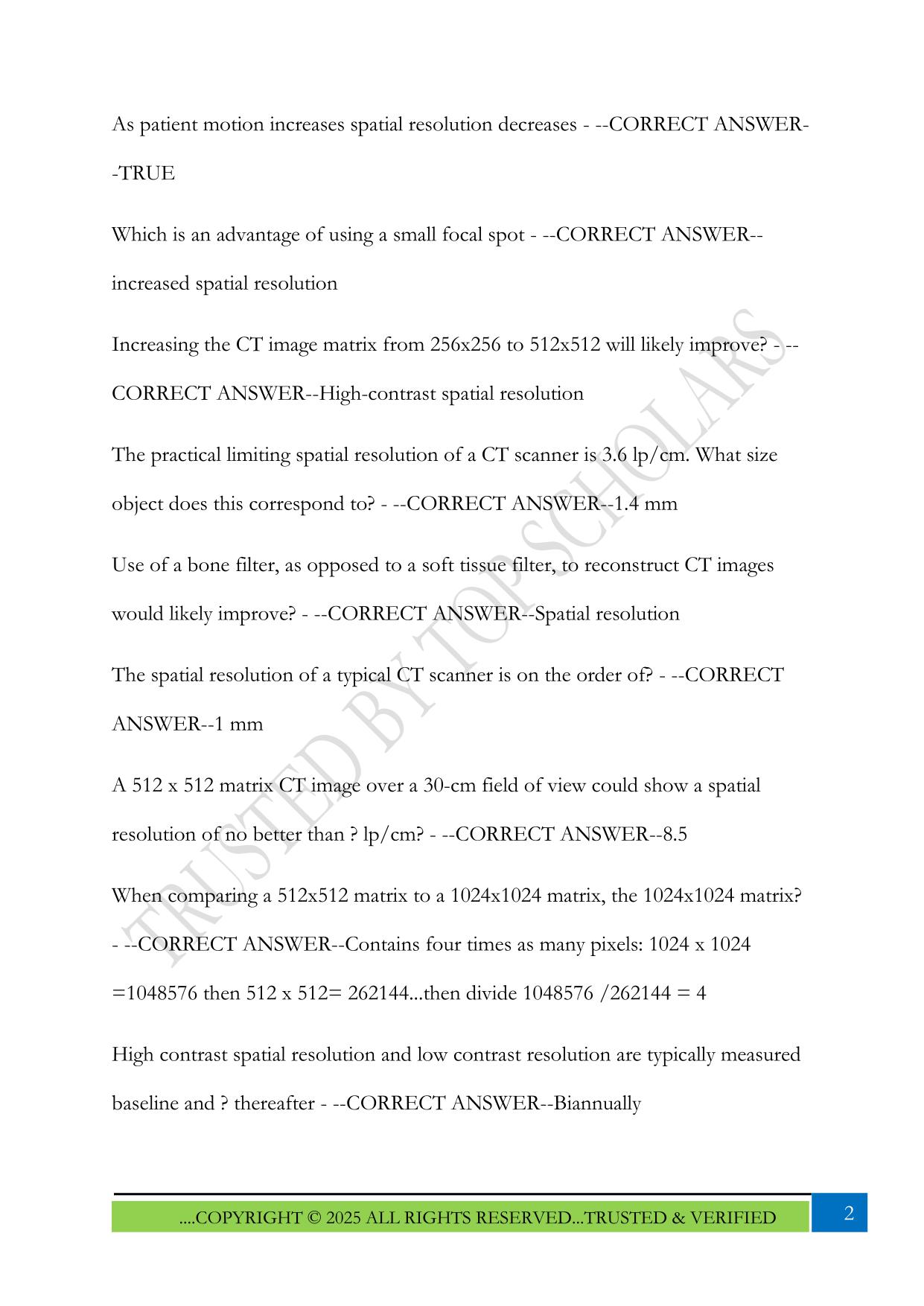 Mosby CT Registry Review 2025 Questions and Answers