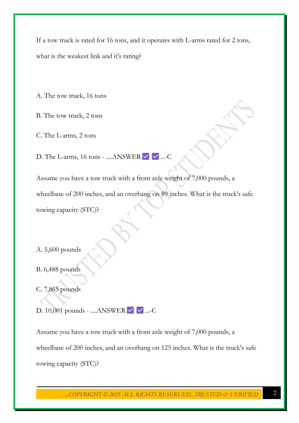 NYS TOW TRUCK ENDORSEMENT PRACTICE TEST 6 2025 QUESTIONS AND ANSWERS