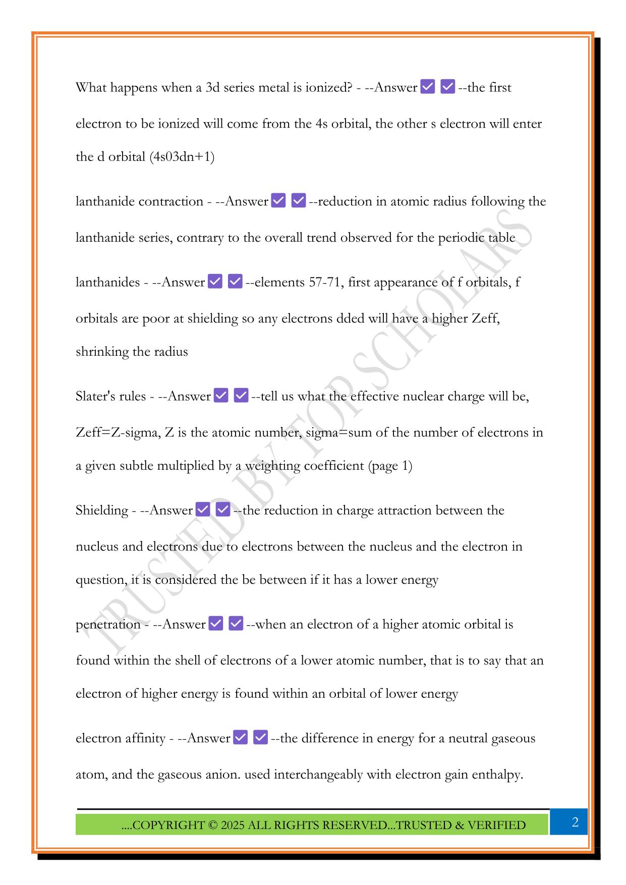 Inorganic Chemistry ACS: Study Guide 2025 Questions and Answers
