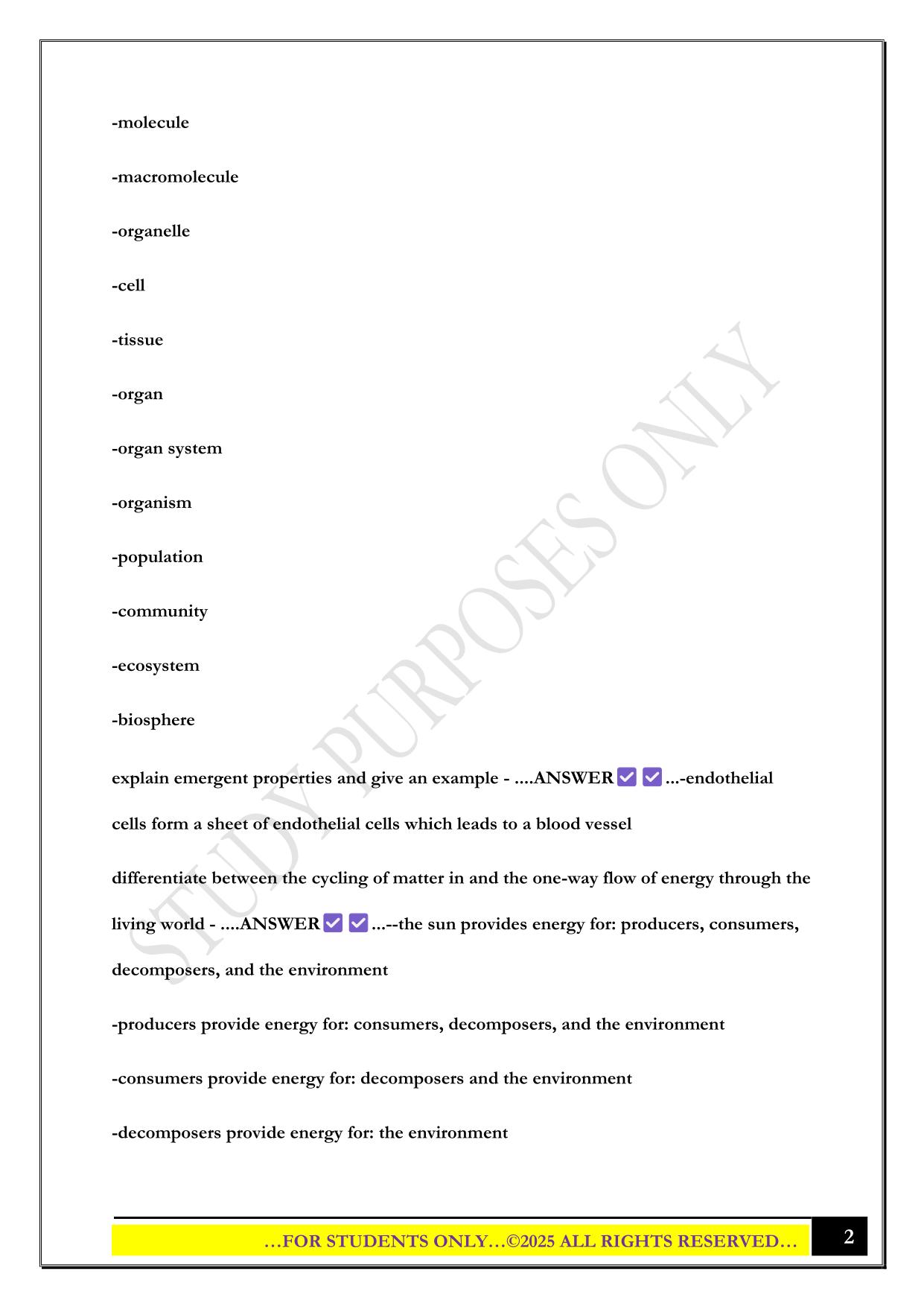Biology 201-Exam 1-Uwe Pott-UWGB 2025 Questions and Answers