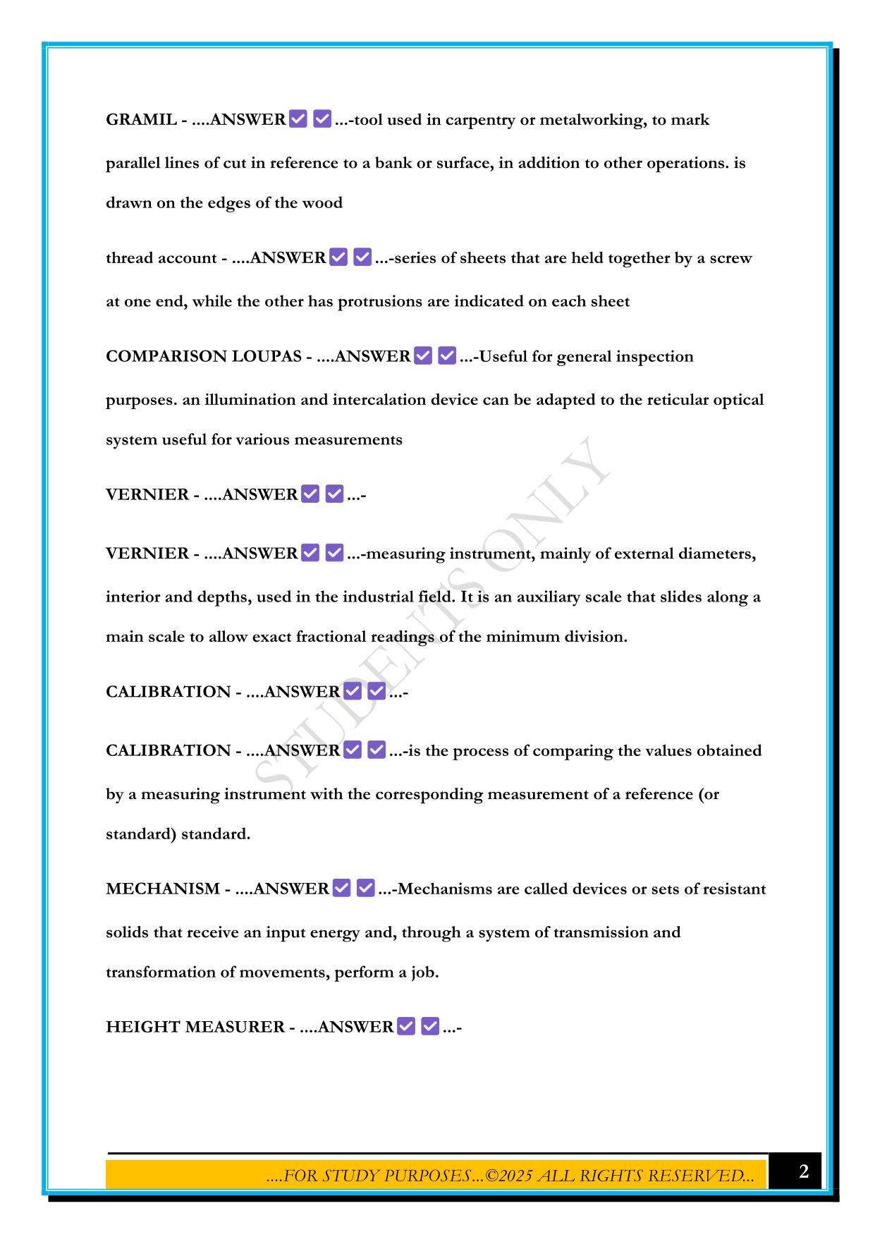 QUALITY ENGINEERING EXAM 2024 QUESTIONS AND ANSWERS