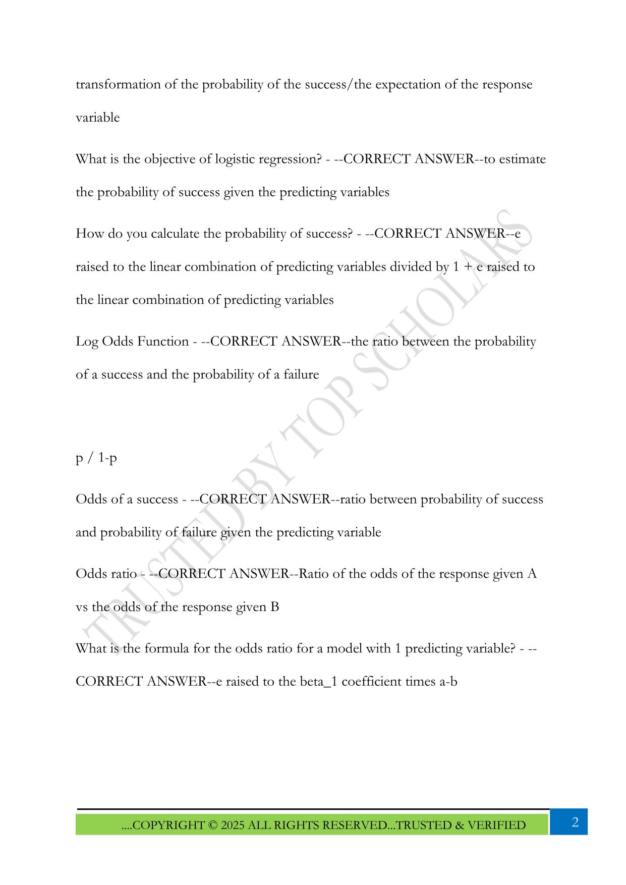 Regression (ISYE 6414) - Module 3 Exam 2025 Questions and Answers