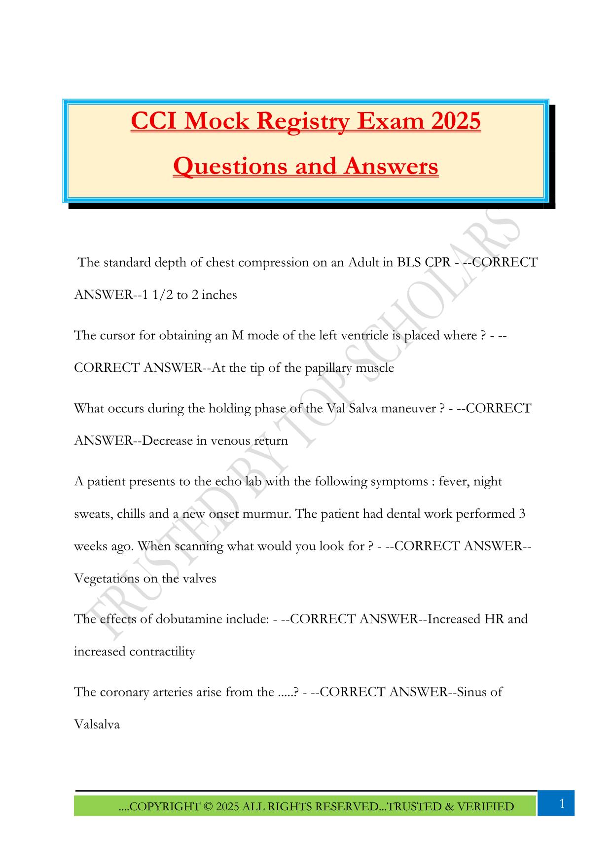 CCI Mock Registry Exam 2025 Questions and Answers
