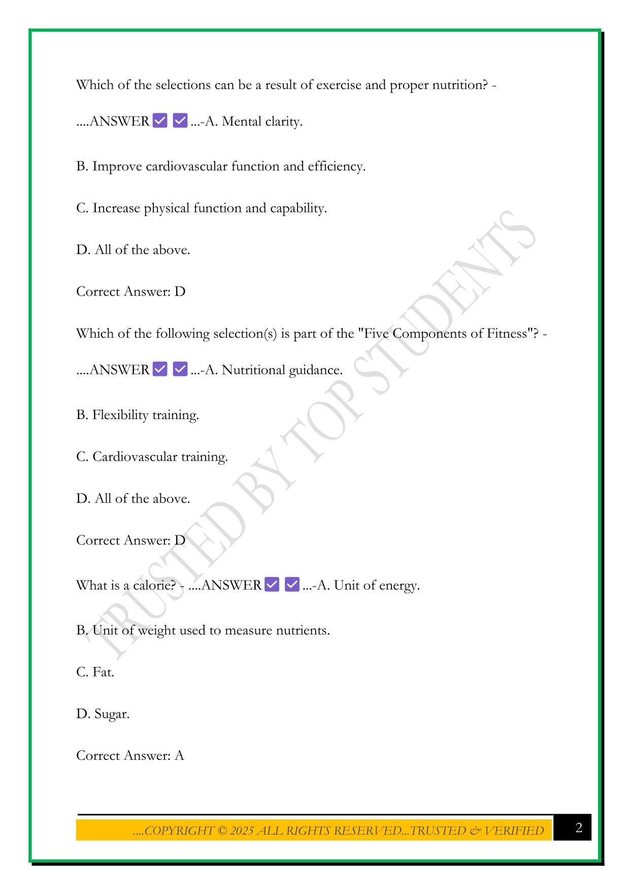 NCEP: STANDARD CERTIFICATION EXAM 2025 QUESTIONS AND ANSWERS