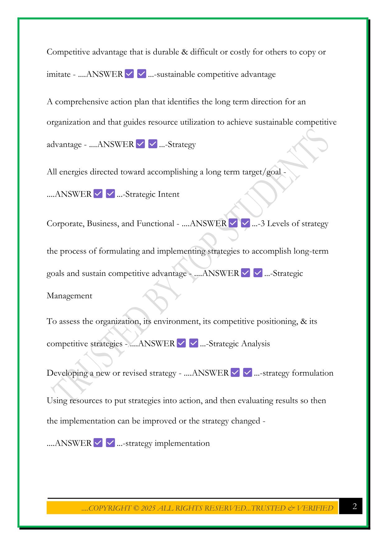 MGT 202 UTK EXAM 2 2025 QUESTIONS AND ANSWERS