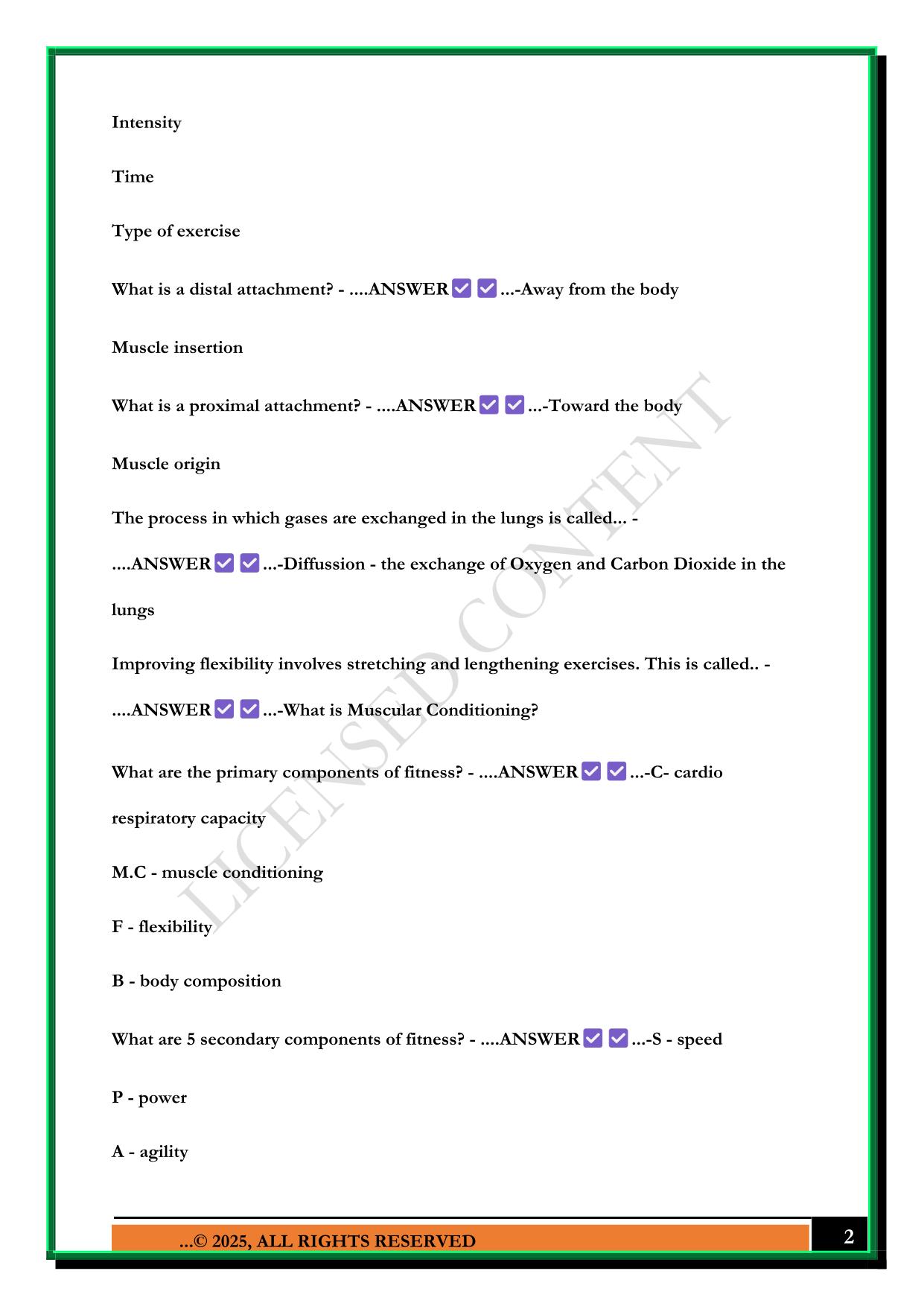 CANFIT PRO FIS THEORY EXAM 2025 QUESTIONS AND ANSWERS