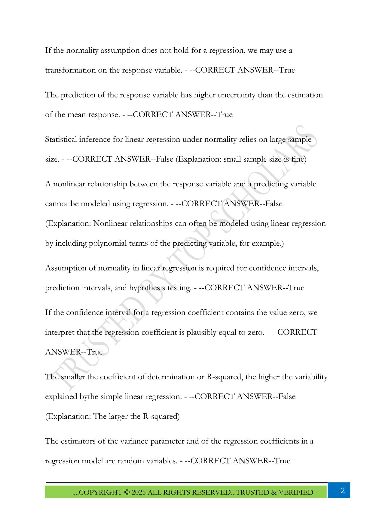 ISYE 6414 Midterm Prep 2025 Questions and Answers