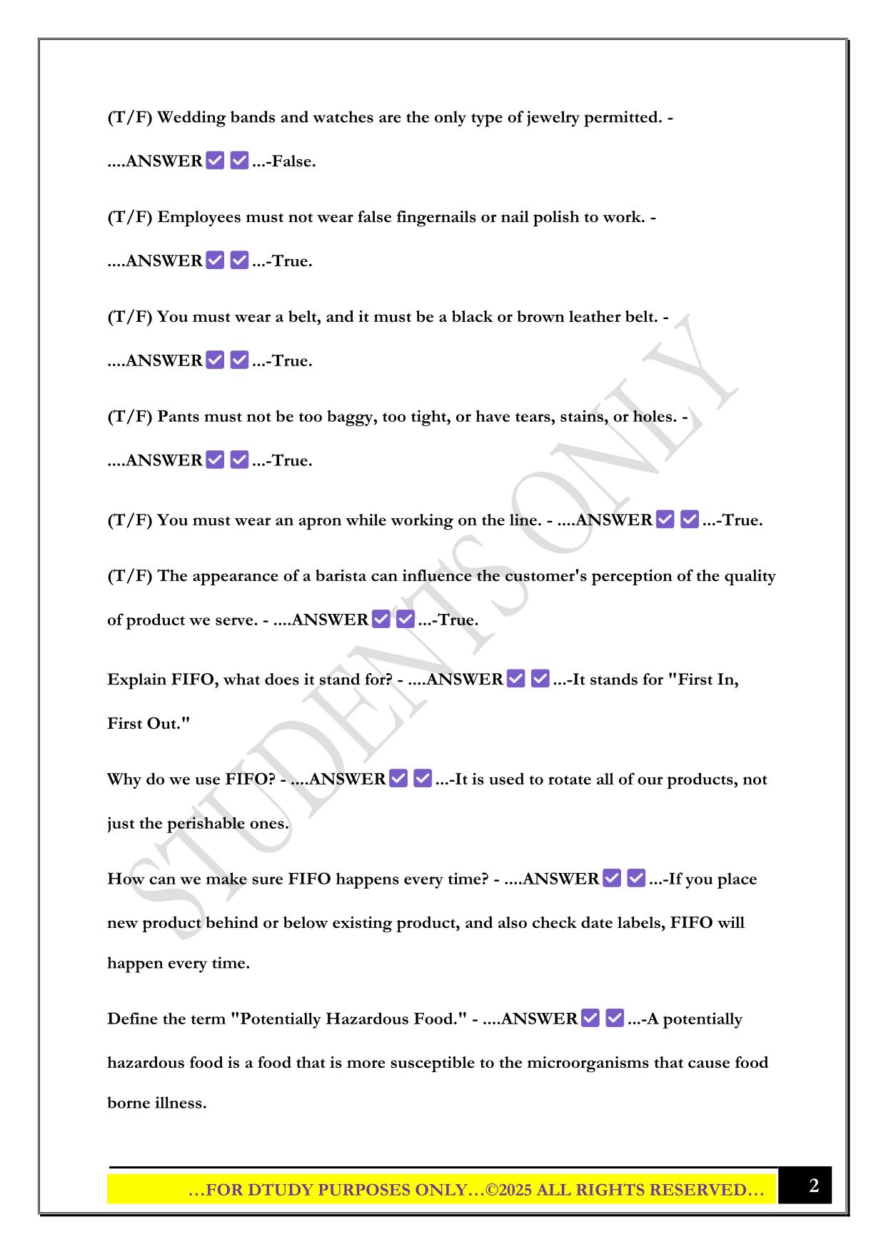 BIGGBY COFFEE STUDY GUIDE 2025 QUESTIONS AND ANSWERS