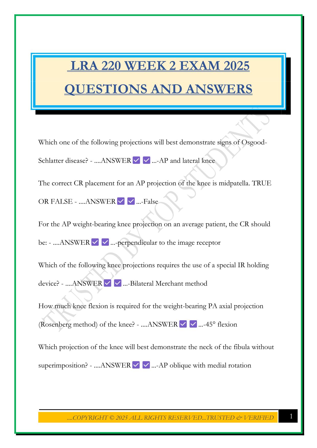LRA Bundled Exams Questions and Answers 100% Pass|Updated and Verified