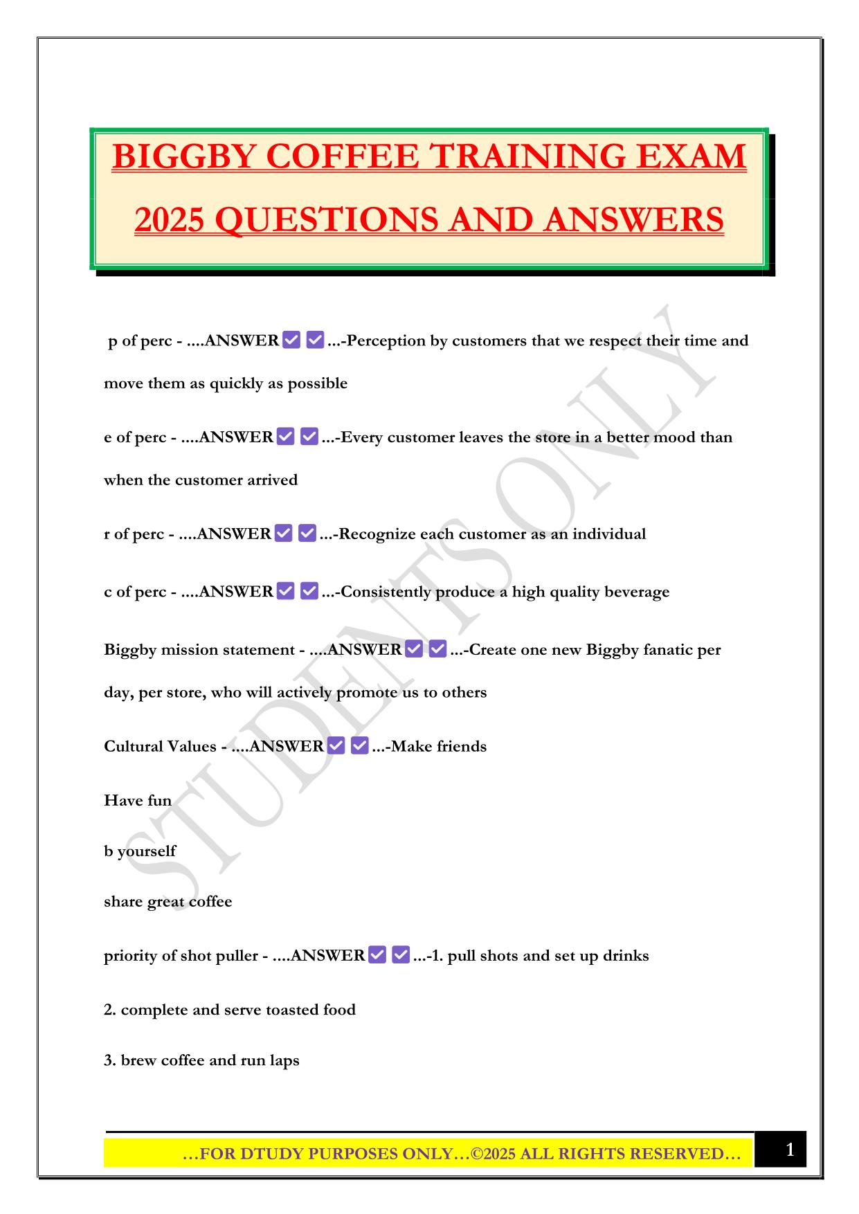 BIGGBY Bundled Exams 2025/2026 |Questions and Answers |100% Pass
