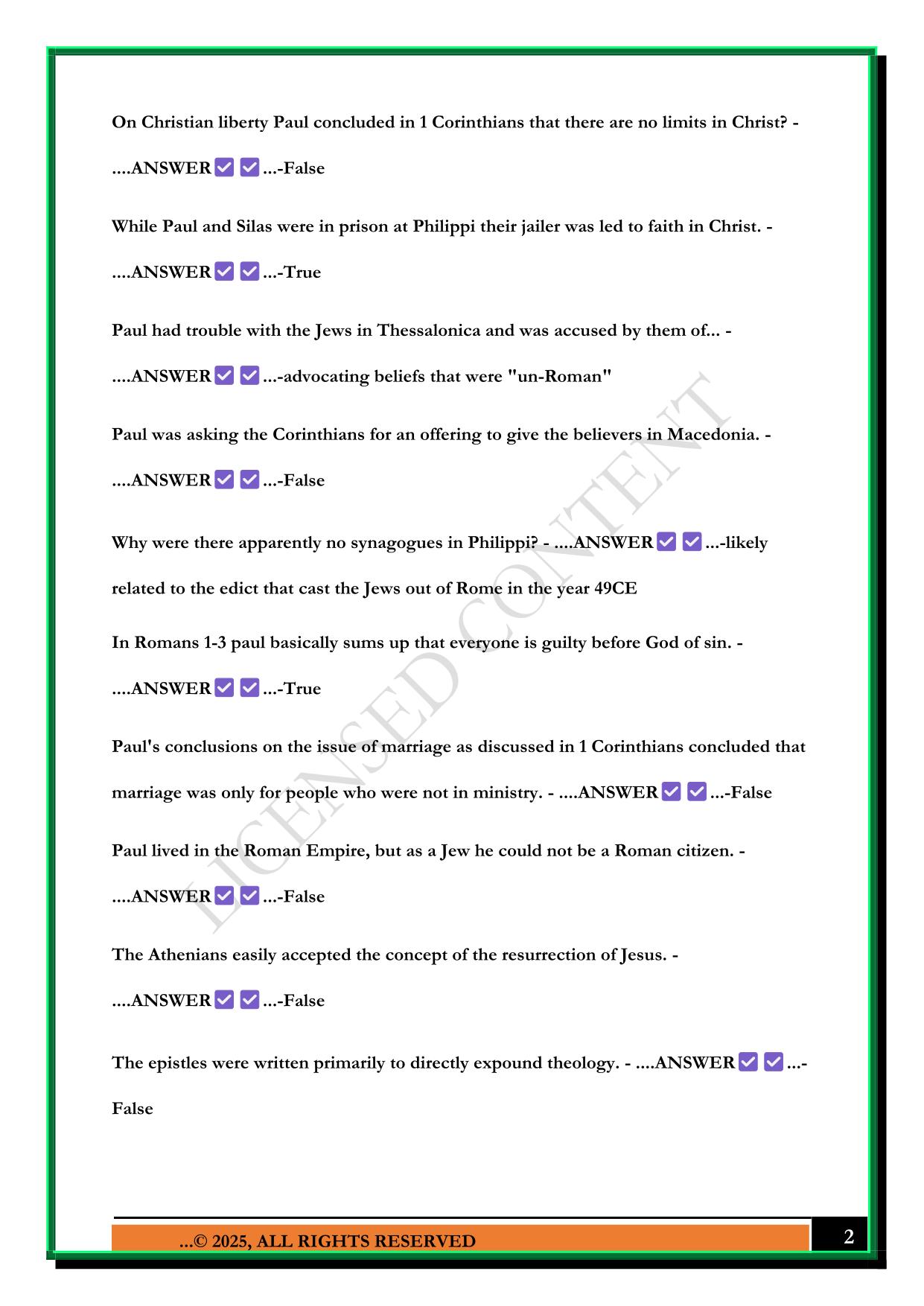 BIBL104 - QUIZ 7, BIBL 104 MODULE 7 2025 QUESTIONS AND ANSWERS