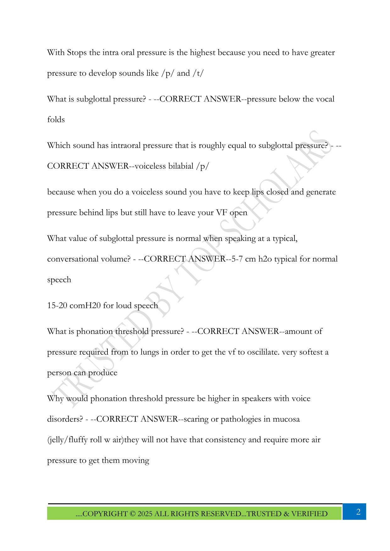 ASLP 3030 Exam 2025 Questions and Answers