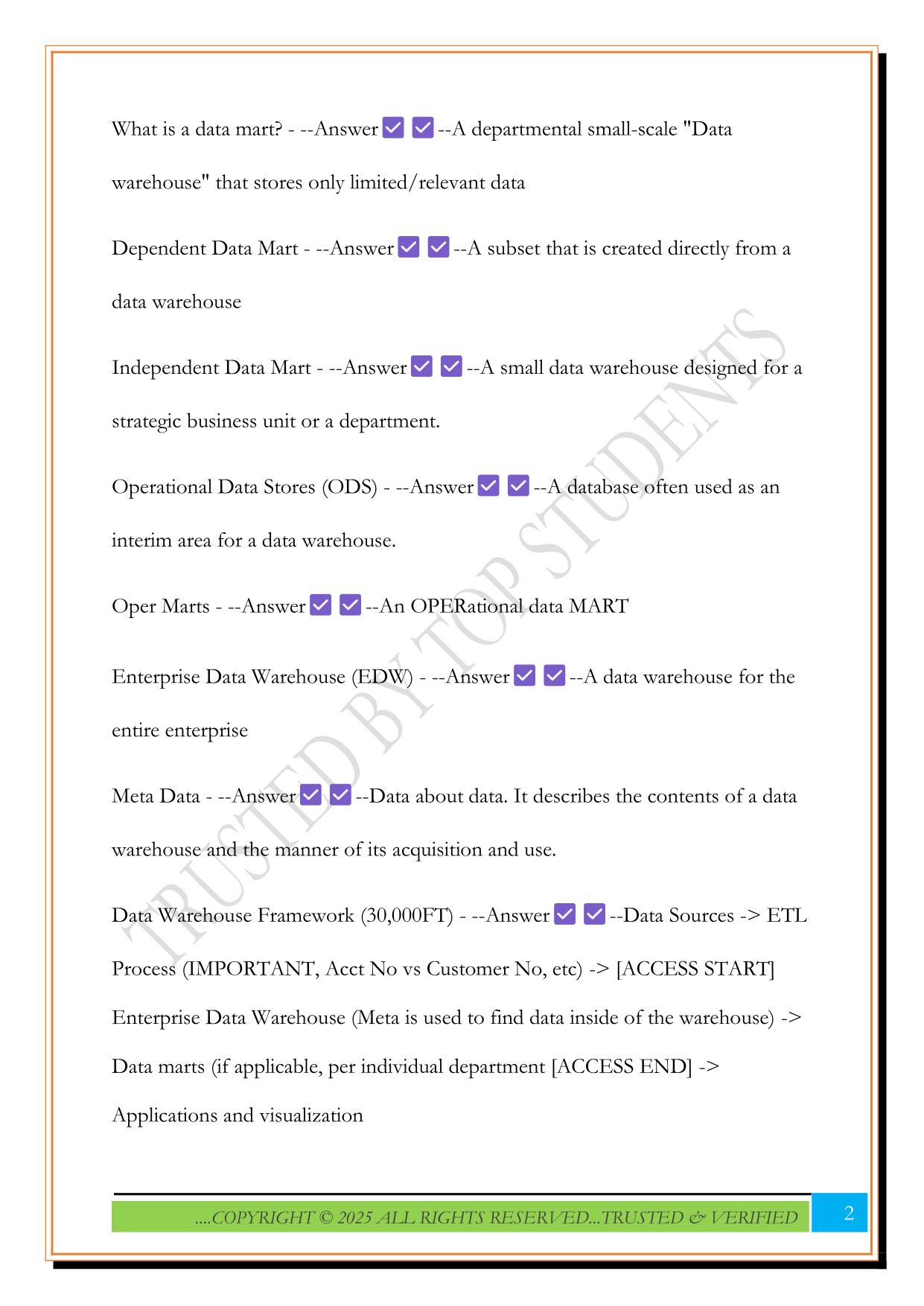 Business Intelligence (Exam 1 Review) 2025 Questions and Answers