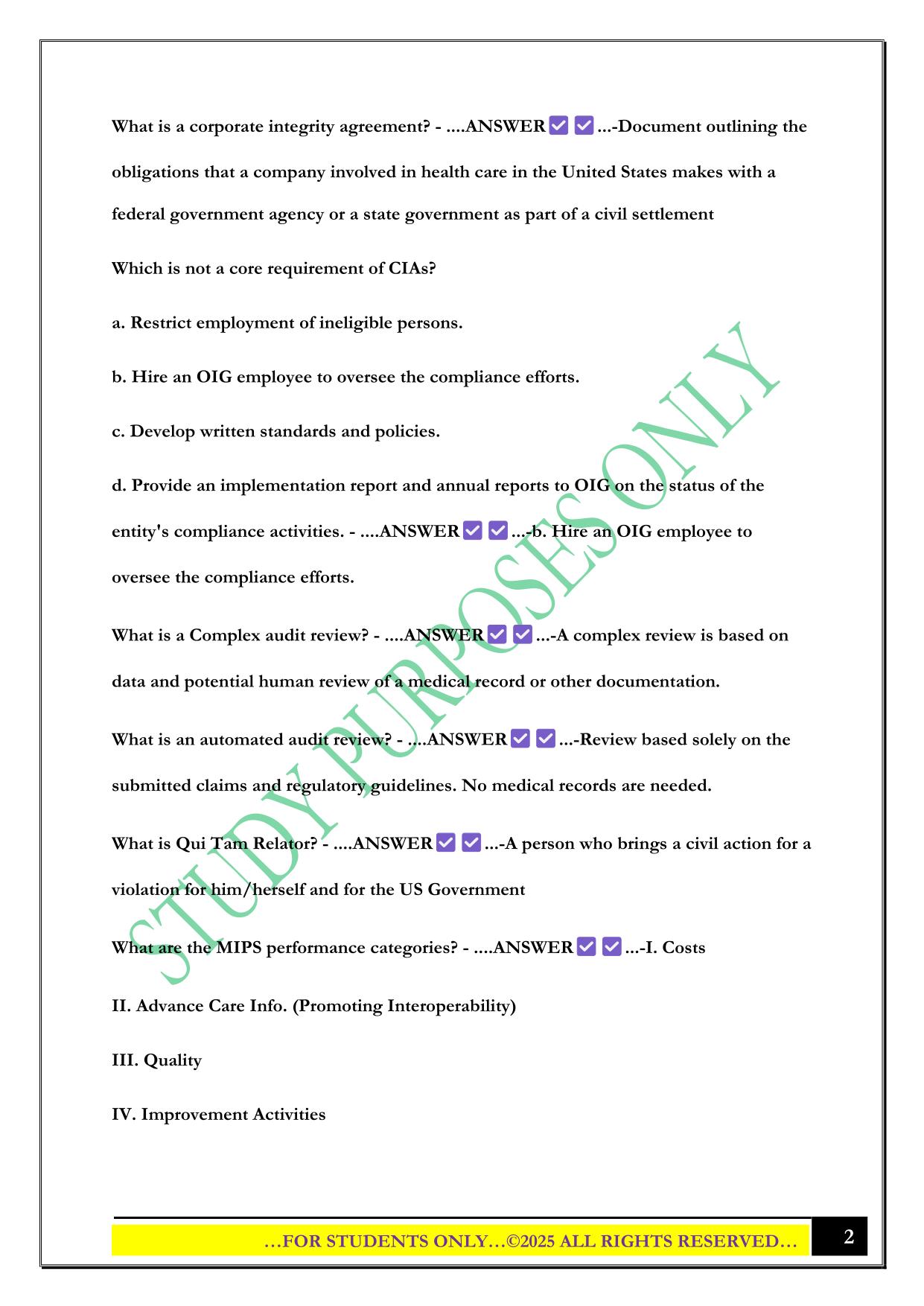 CPMA Exam 2025 Questions and Answers