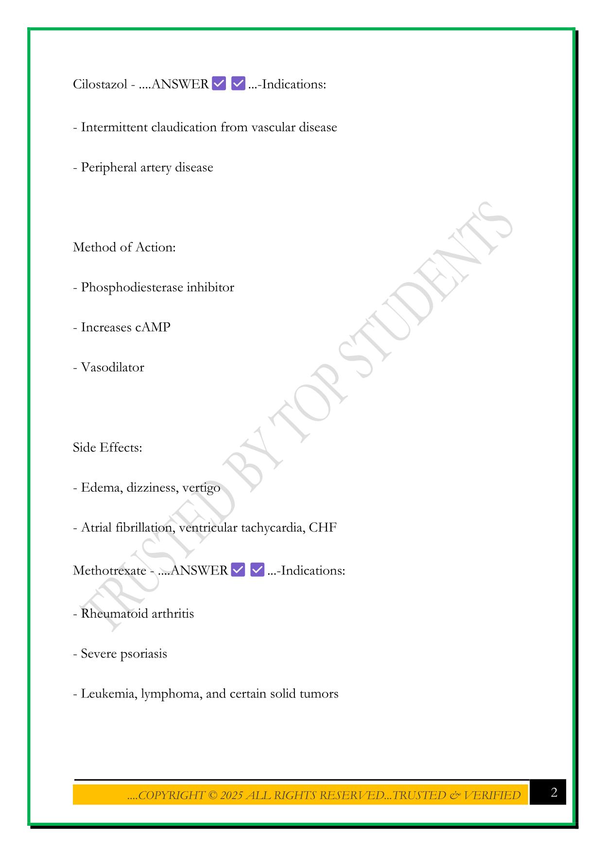 USMLE PHARMACOLOGY EXAM 2025 QUESTIONS AND ANSWERS