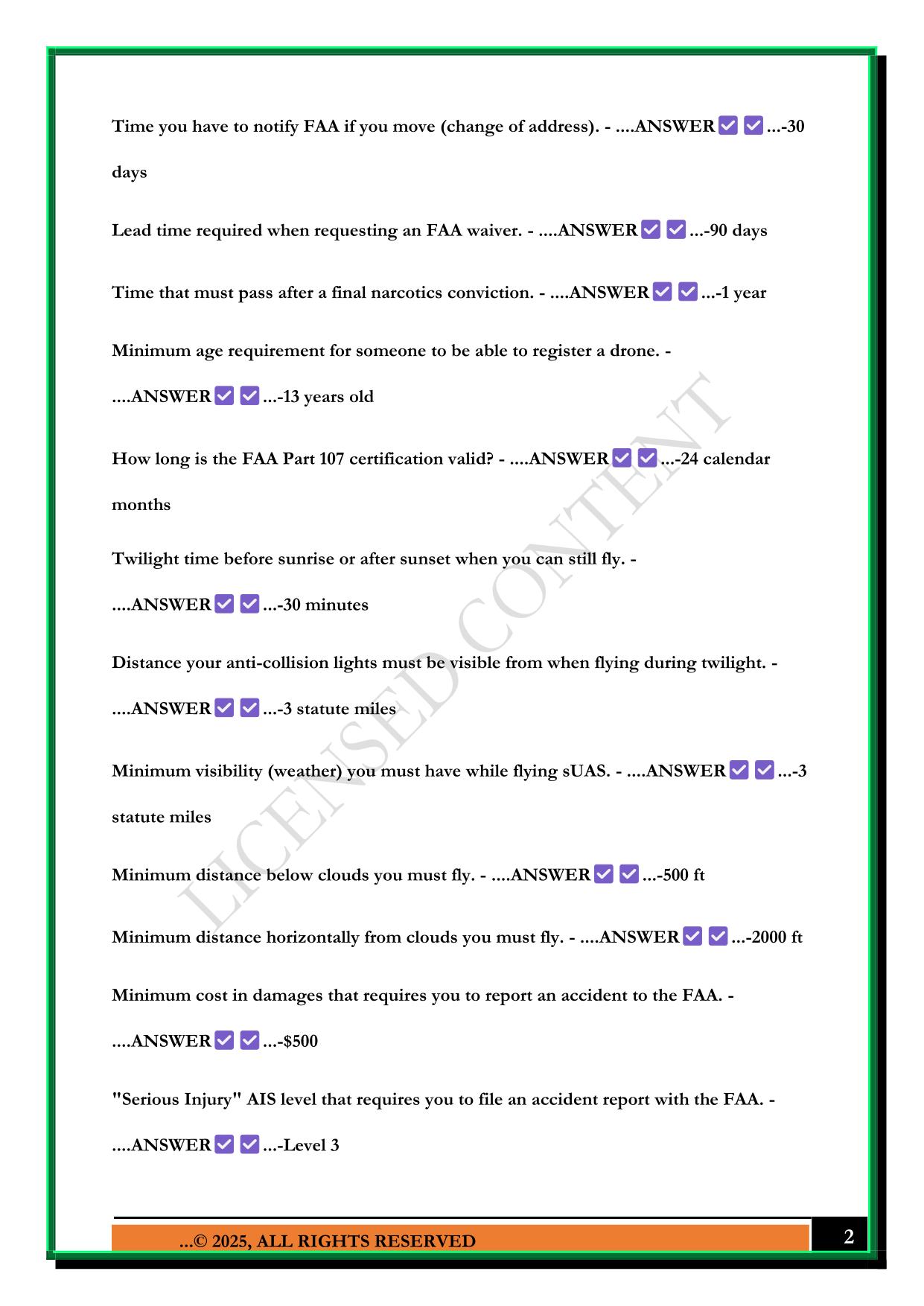 FAA PART 107 SUAS - WRITTEN EXAM PREPERATION BY TONY NORTHRUP 2025 QUESTIONS AND ANSWERS