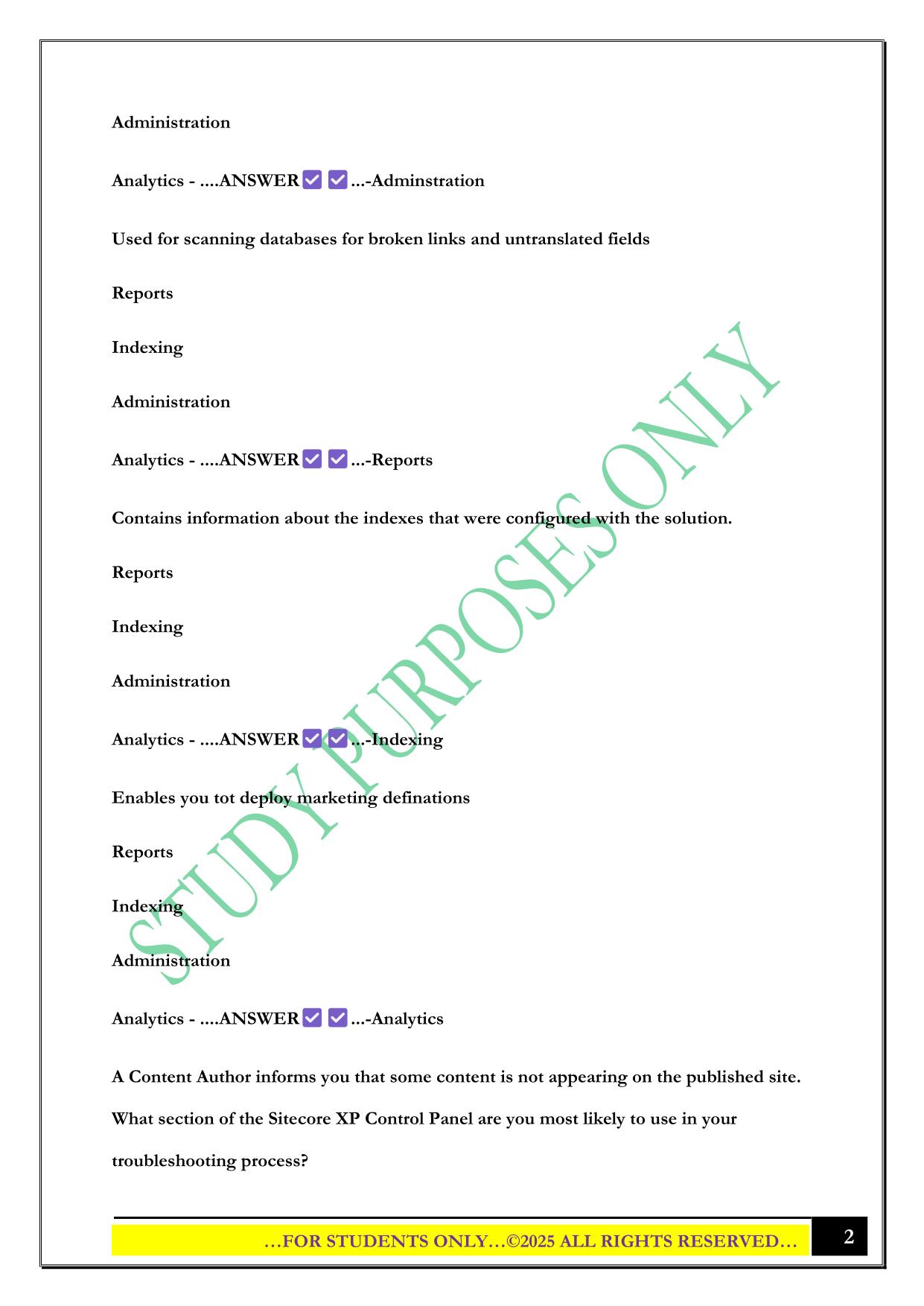 SYSTEM ADMIN With Sitecore 10 Exam 2025 Questions and Answers