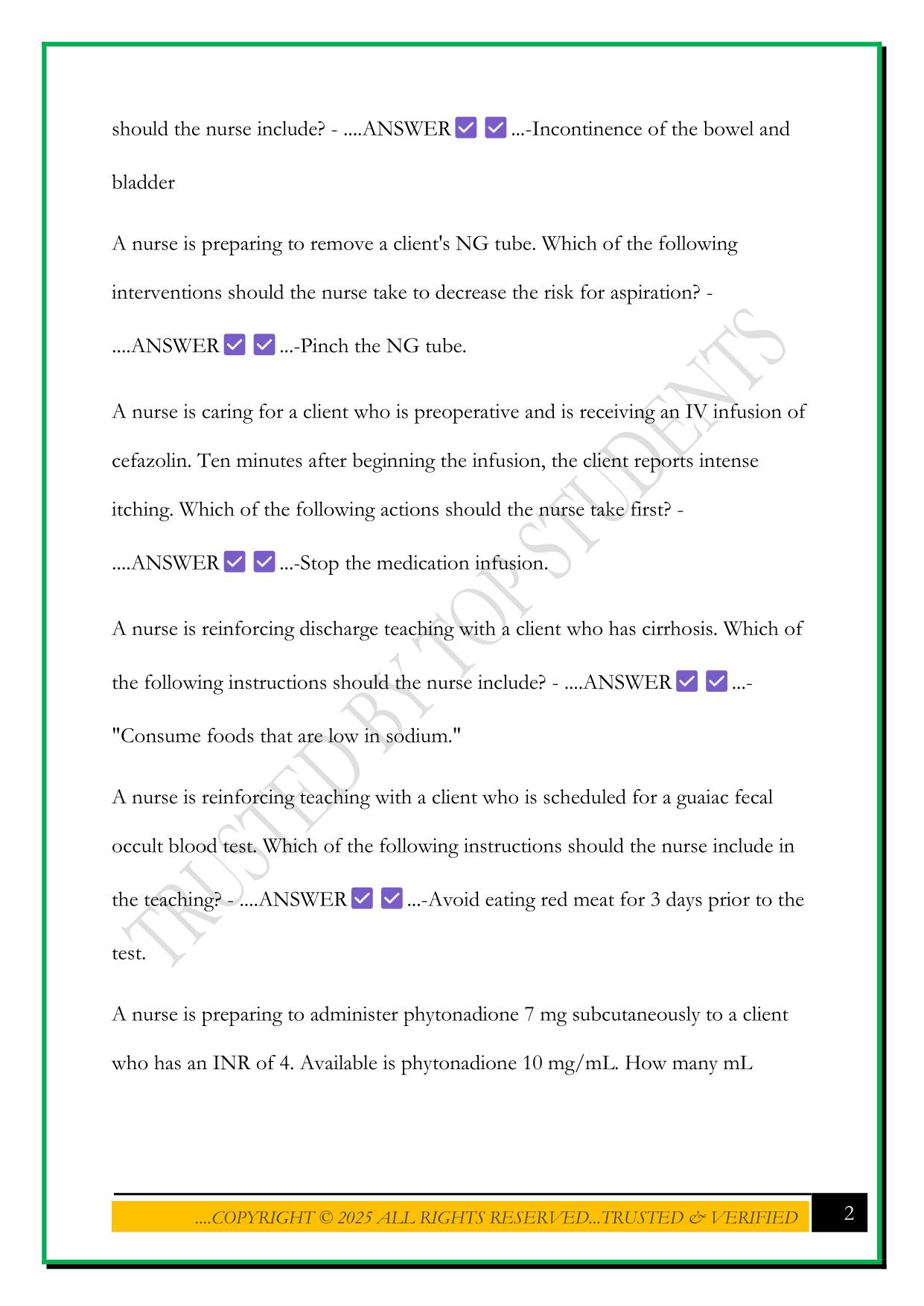PN ADULT MEDICAL SURGICAL PRACTICE A WITH NGN 2025 QUESTIONS AND ANSWERS