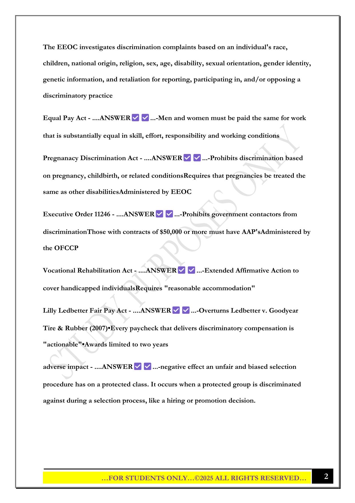 IUPUI HR EXAM 1 2025 QUESTIONS AND ANSWERS
