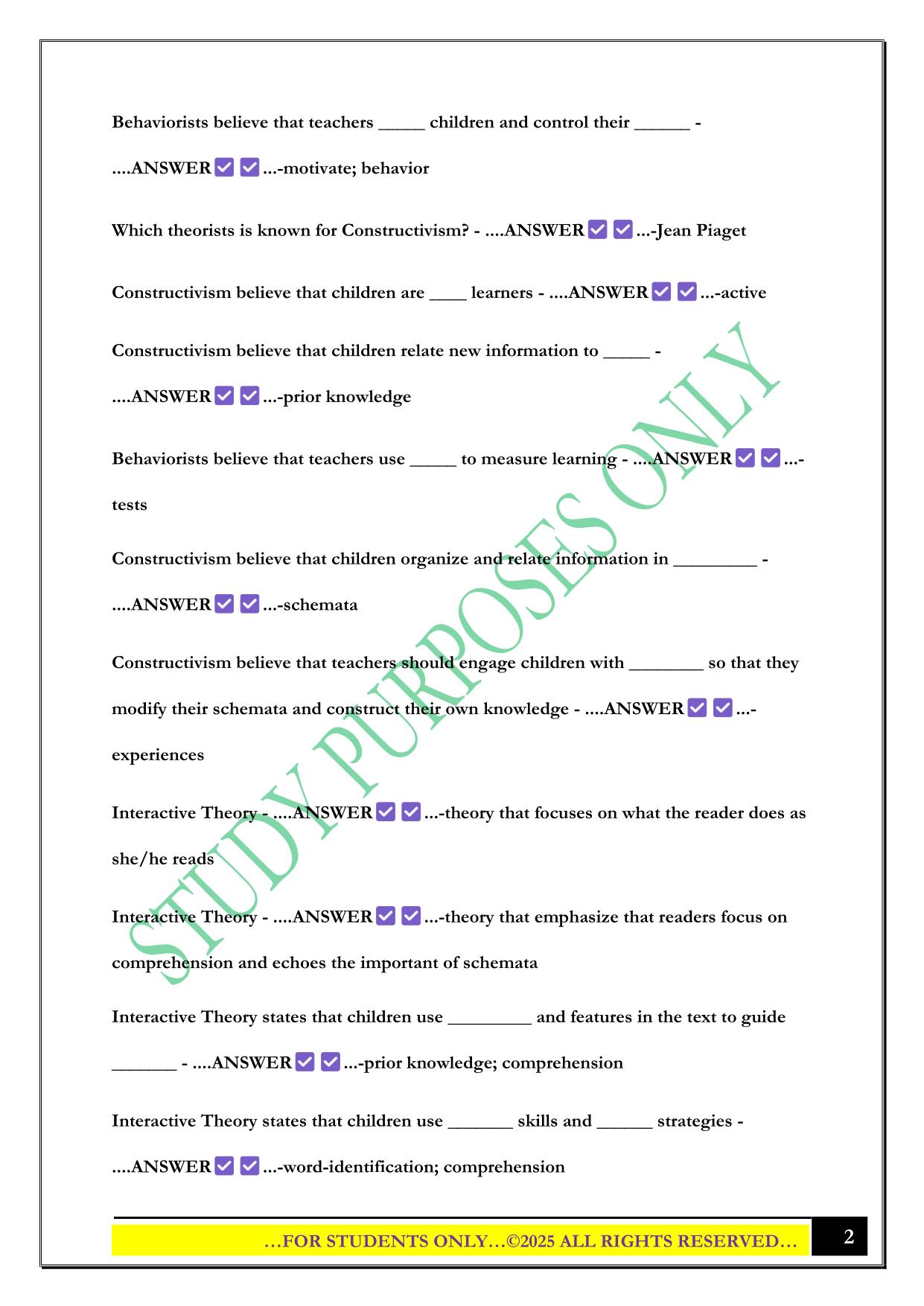 ELED - Exam 1 2025 Questions and Answers