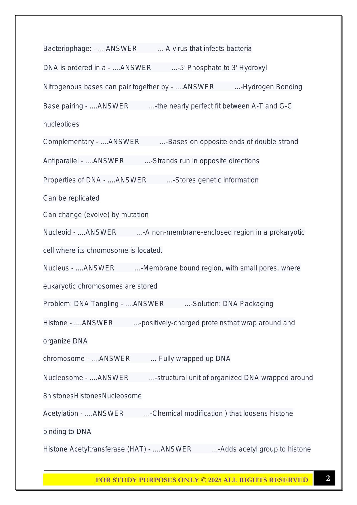 BIO 121 Exam 3 study guide 2025 Questions and Answers