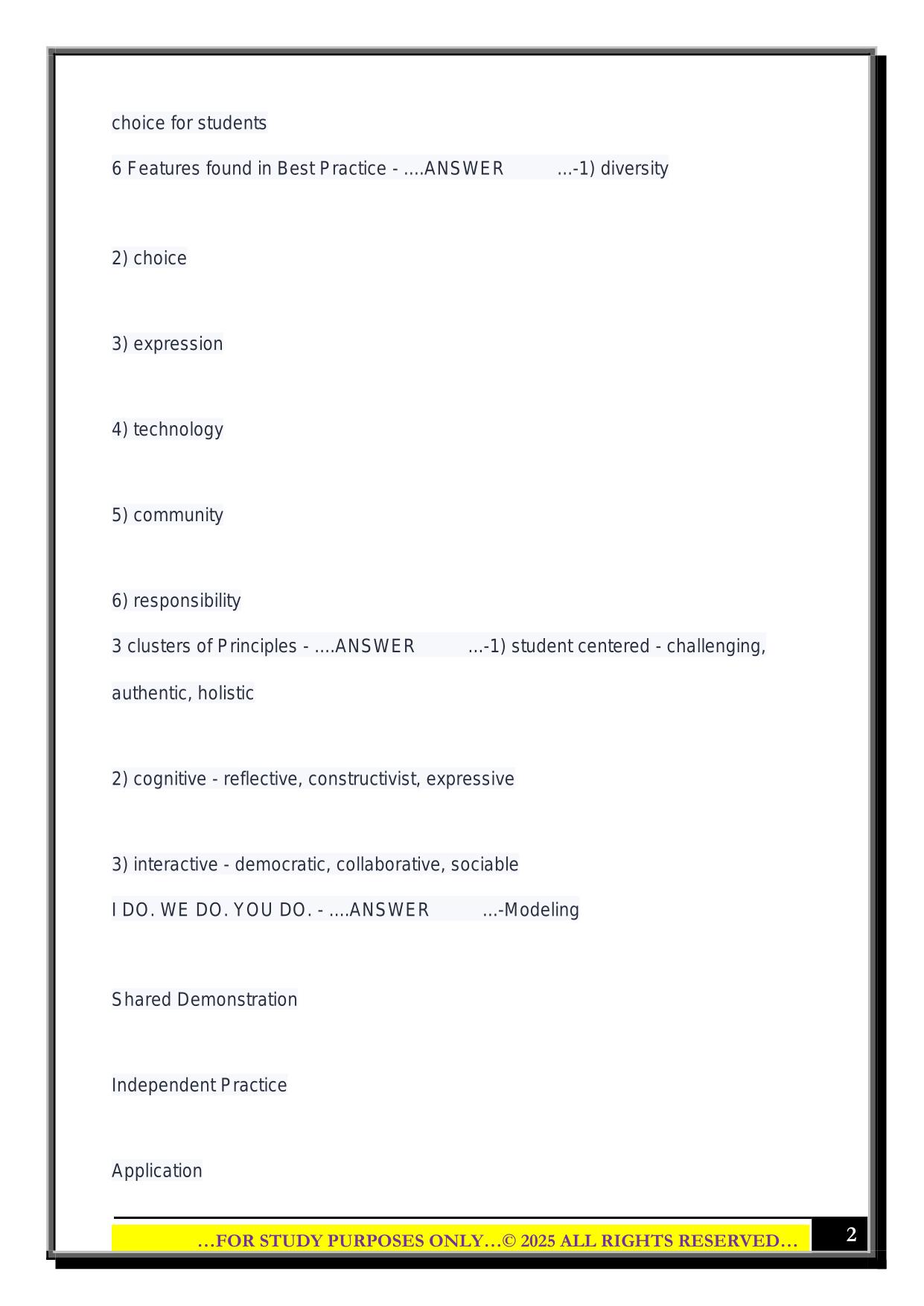 ELED Exam 1 2025 Questions and Answers